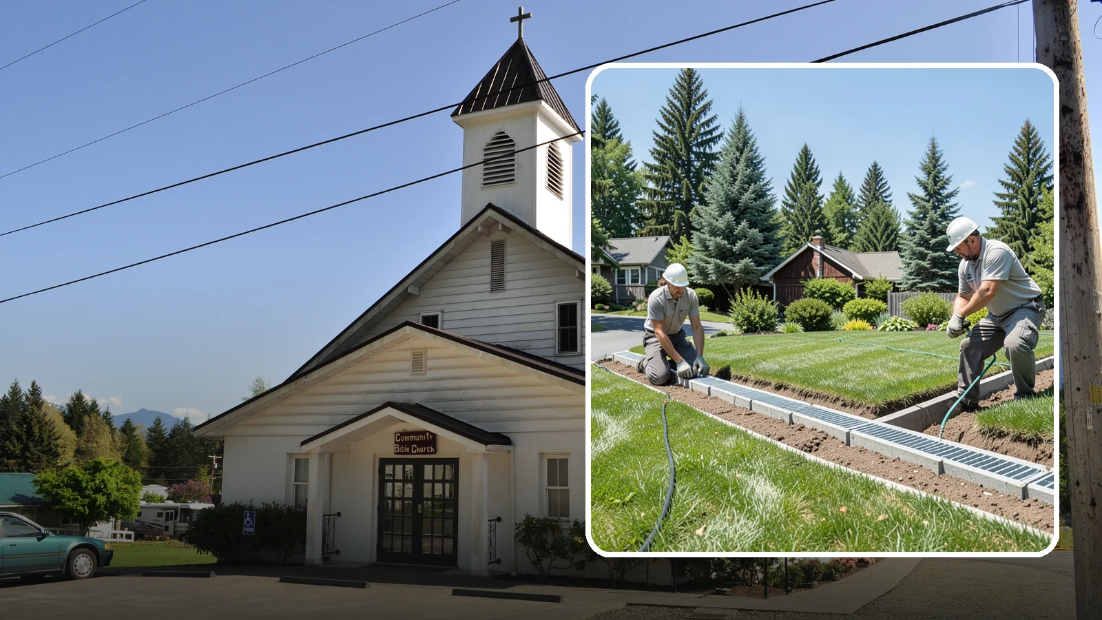 Trench Drain Installation in Concrete, Skagit County, WA - We build wide trench drain systems to collect and divert high-volume runoff along driveways, walkways, and low-lying yard...