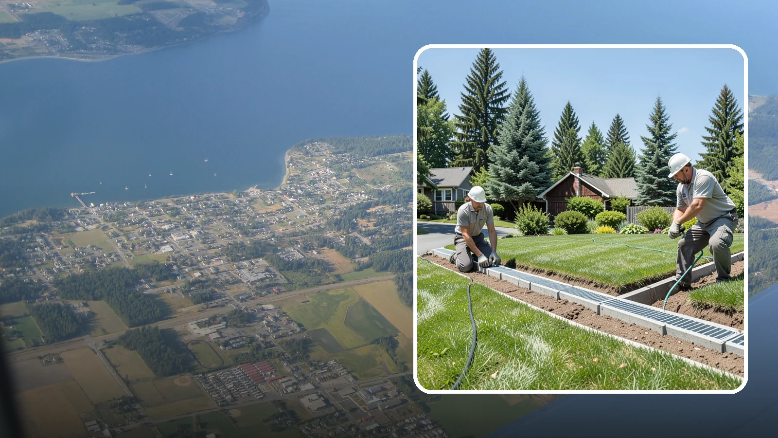 Trench Drain Installation in Coupeville, Island County, WA - We build wide trench drain systems to collect and divert high-volume runoff along driveways, walkways, and low-lying yard...