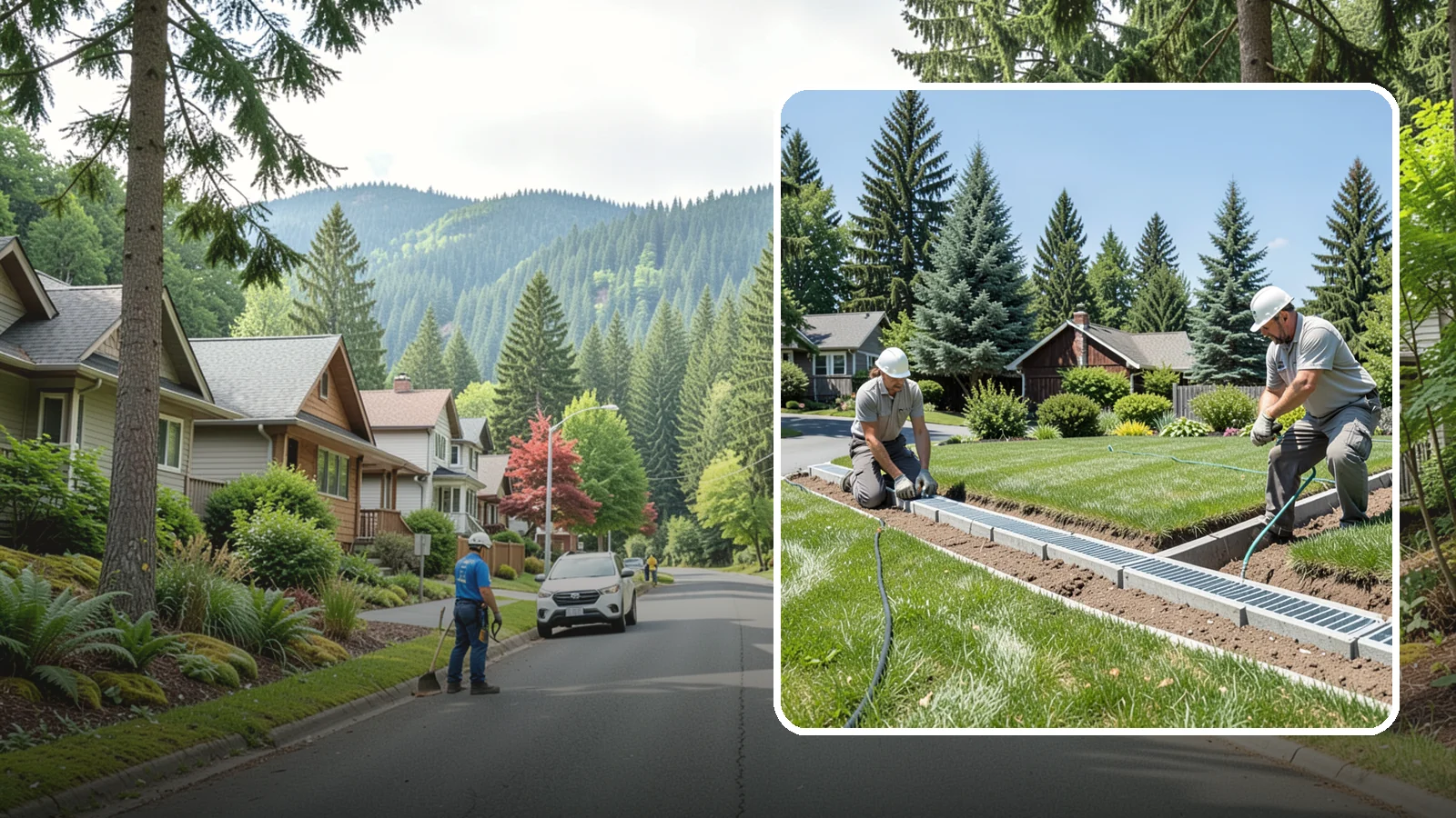 Trench Drain Installation in Darrington, Snohomish County, WA - We build wide trench drain systems to collect and divert high-volume runoff along driveways, walkways, and low-lying yard...