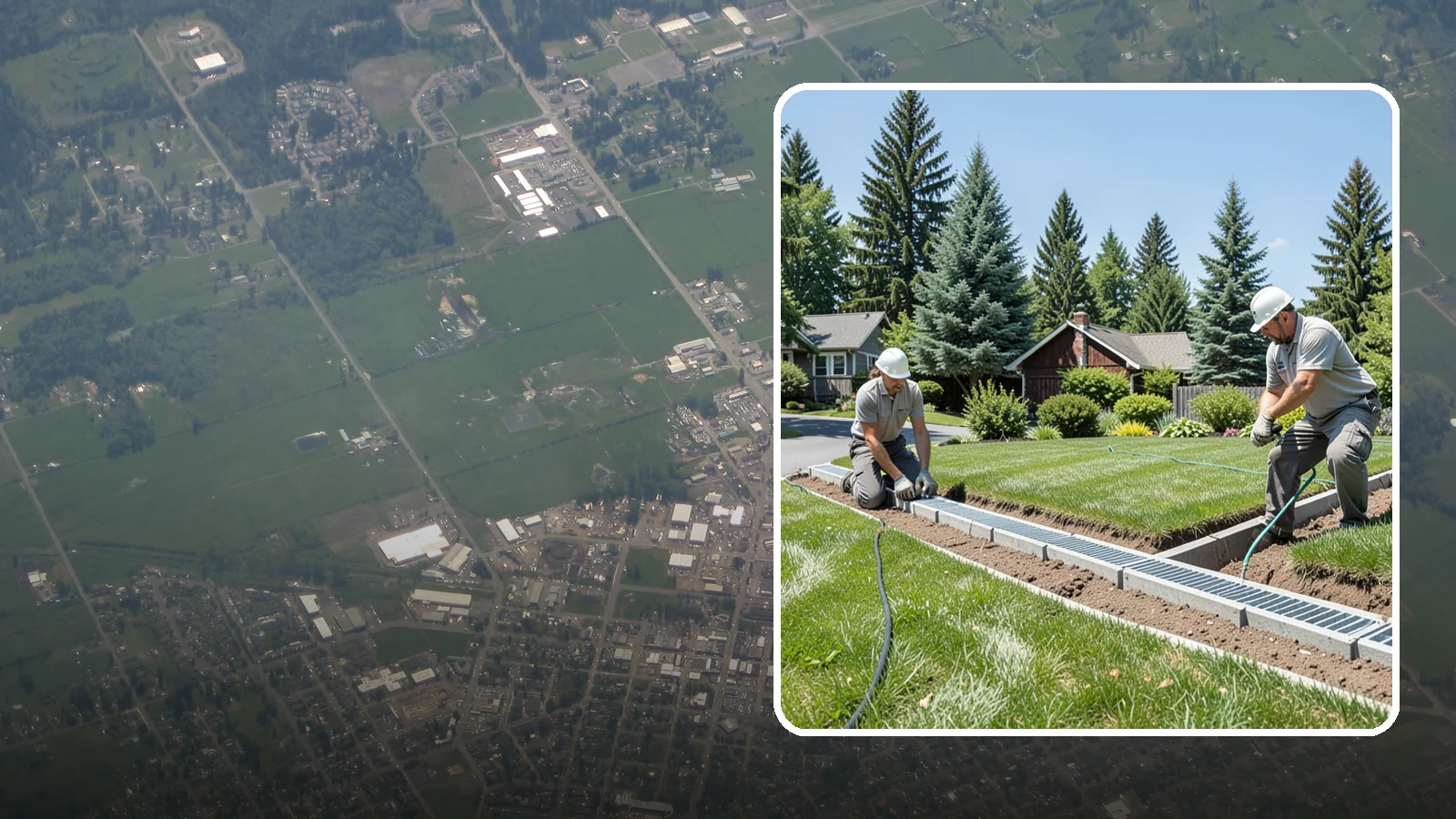 Trench Drain Installation in Enumclaw, King County, WA - We build wide trench drain systems to collect and divert high-volume runoff along driveways, walkways, and low-lying yard...