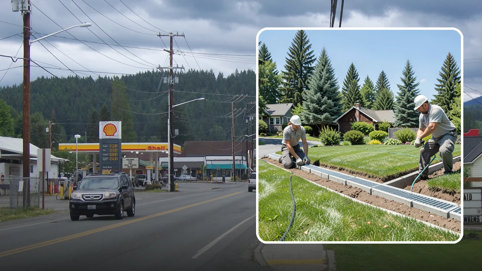 Trench Drain Installation in Granite Falls, Snohomish County, WA - We build wide trench drain systems to collect and divert high-volume runoff along driveways, walkways, and low-lying yard...