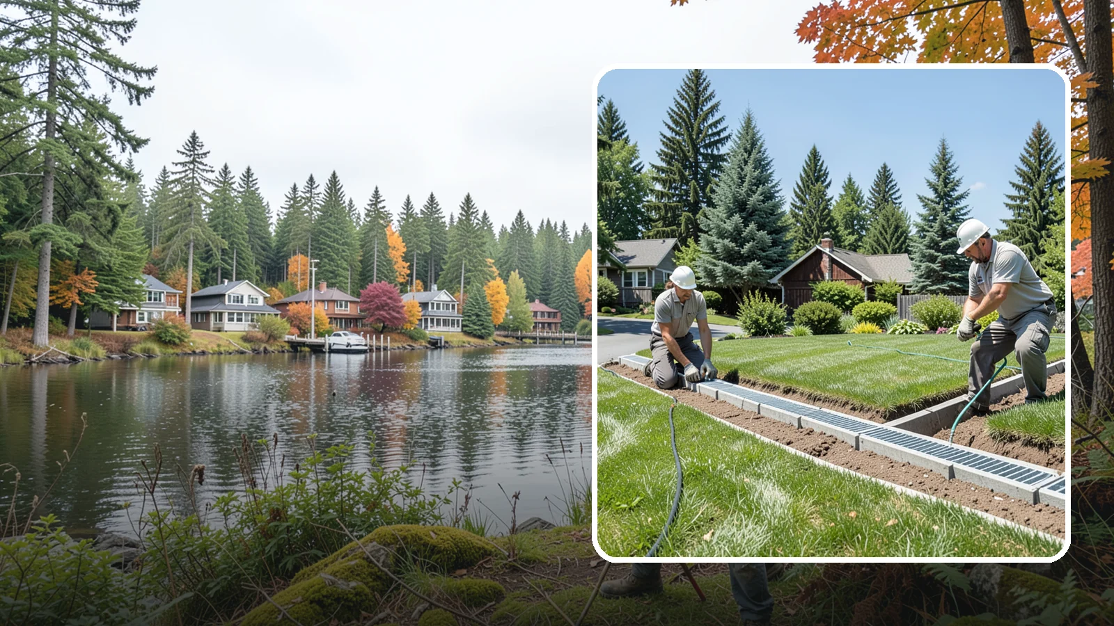 Trench Drain Installation in La Conner, Skagit County, WA - We build wide trench drain systems to collect and divert high-volume runoff along driveways, walkways, and low-lying yard...
