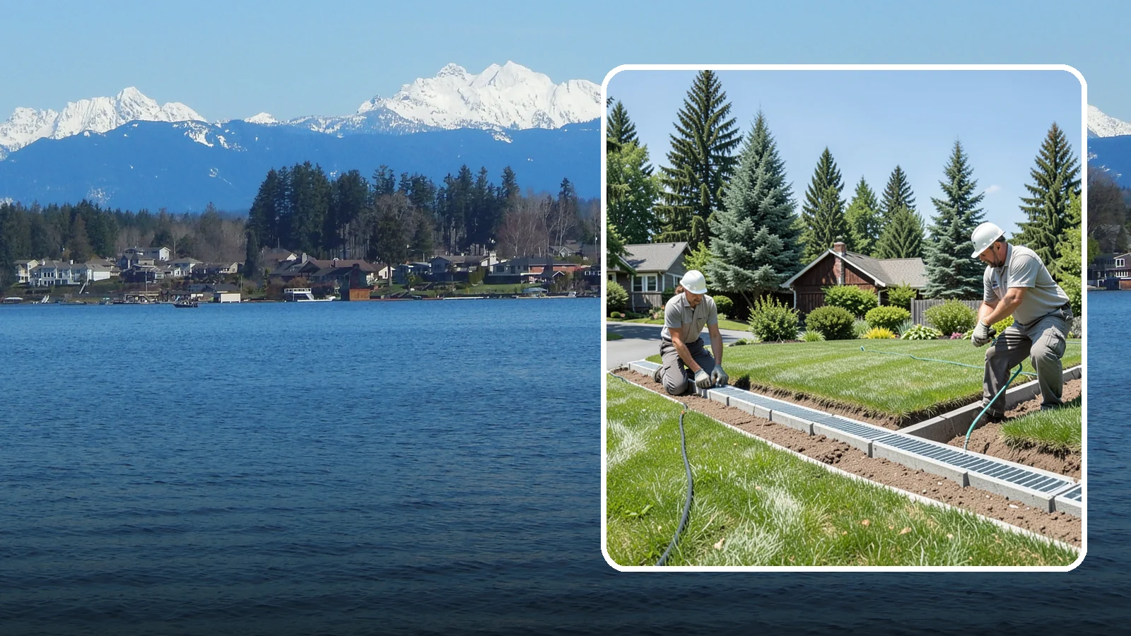 Trench Drain Installation in Lake Stevens, Snohomish County, WA - We build wide trench drain systems to collect and divert high-volume runoff along driveways, walkways, and low-lying yard...