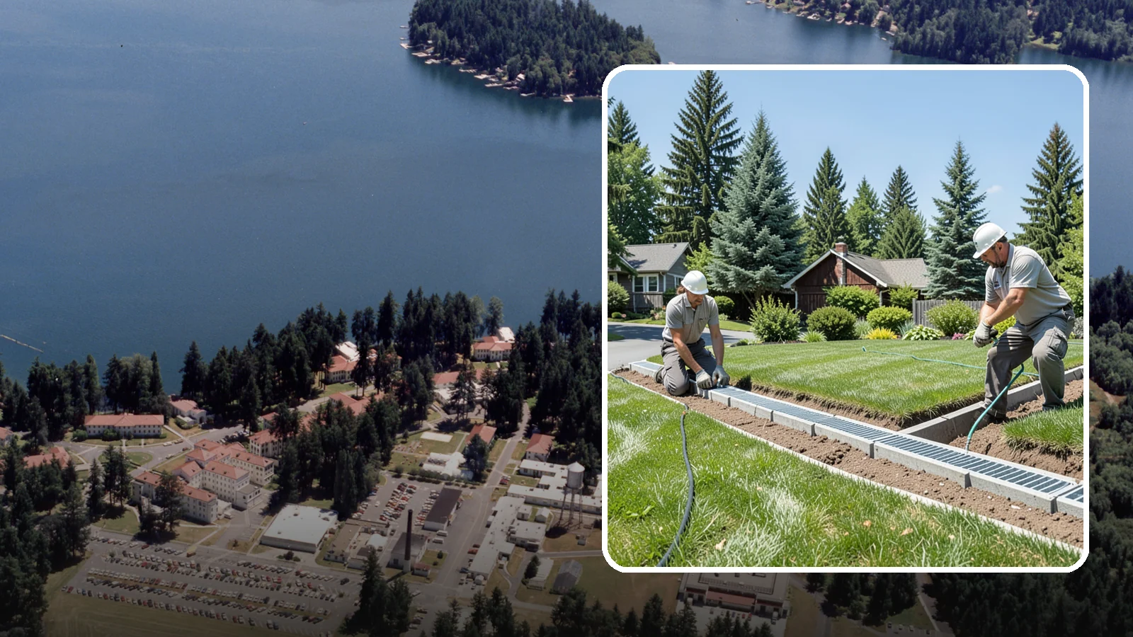 Trench Drain Installation in Lakewood, Pierce County, WA - We build wide trench drain systems to collect and divert high-volume runoff along driveways, walkways, and low-lying yard...
