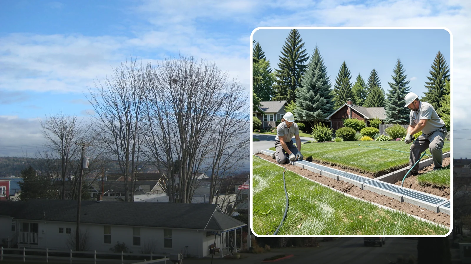 Trench Drain Installation in Langley, Island County, WA - We build wide trench drain systems to collect and divert high-volume runoff along driveways, walkways, and low-lying yard...