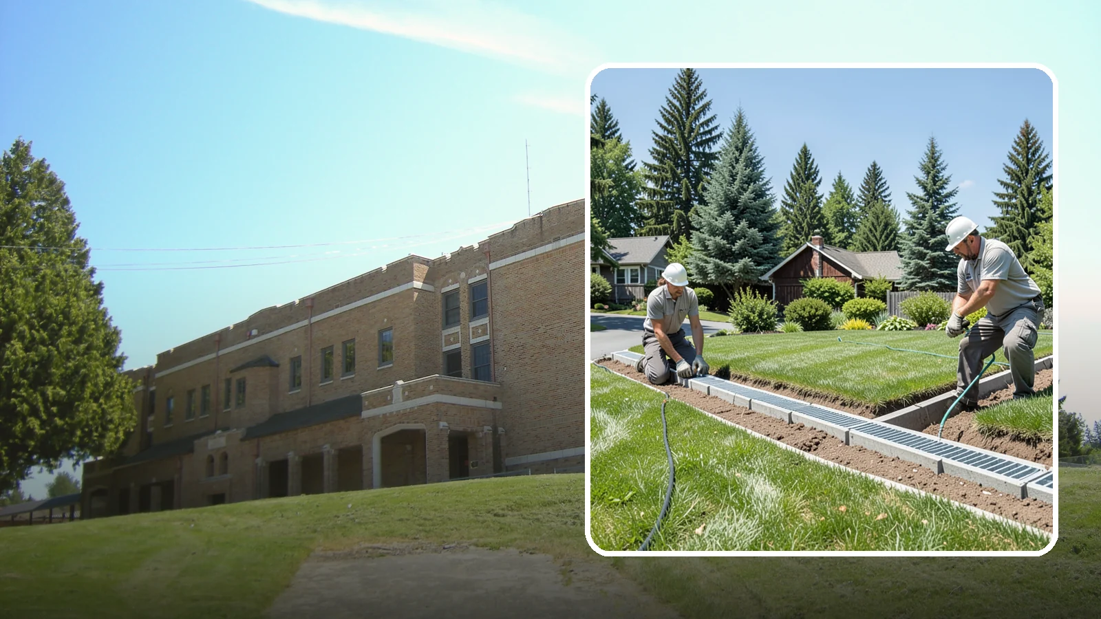 Trench Drain Installation in Maple Valley, King County, WA - We build wide trench drain systems to collect and divert high-volume runoff along driveways, walkways, and low-lying yard...