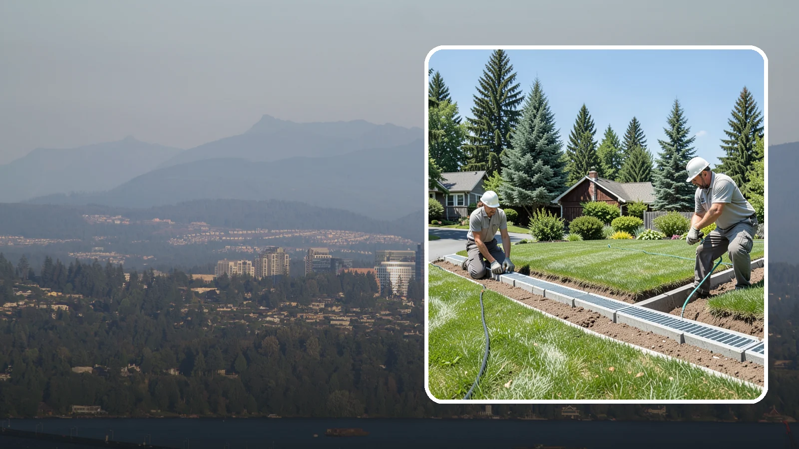 Trench Drain Installation in Medina, King County, WA - We build wide trench drain systems to collect and divert high-volume runoff along driveways, walkways, and low-lying yard...