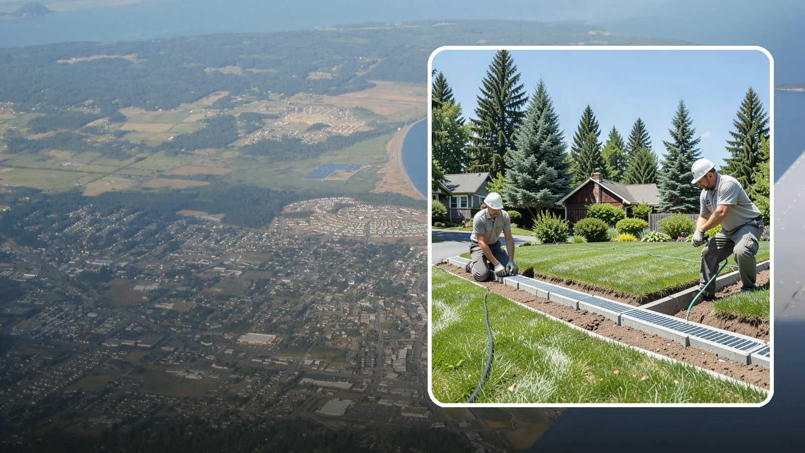 Trench Drain Installation in Oak Harbor, Island County, WA - We build wide trench drain systems to collect and divert high-volume runoff along driveways, walkways, and low-lying yard...
