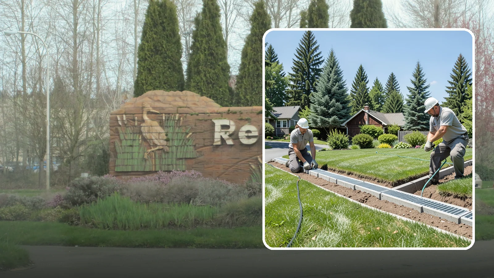 Trench Drain Installation in Renton, King County, WA - We build wide trench drain systems to collect and divert high-volume runoff along driveways, walkways, and low-lying yard...