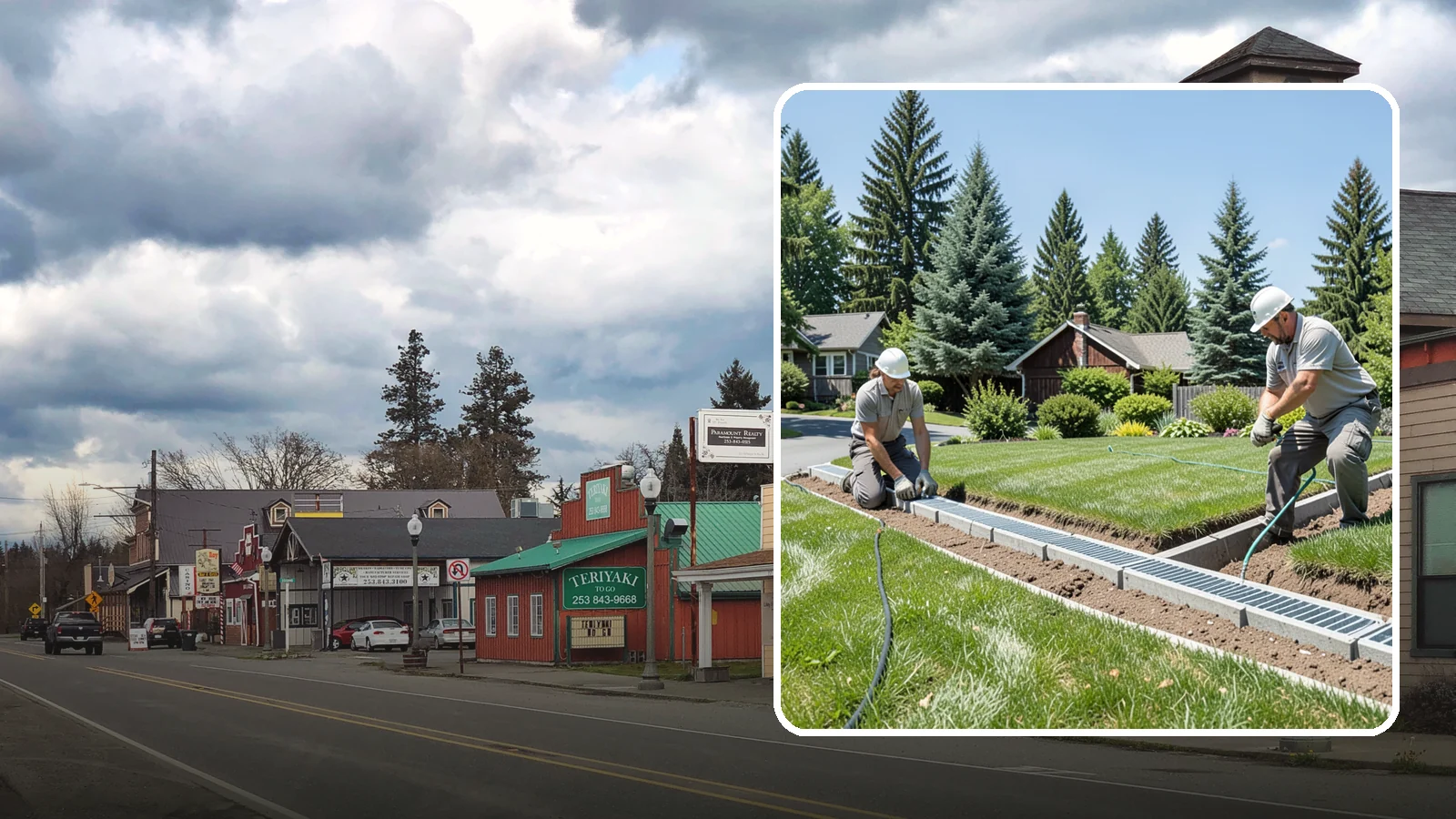 Trench Drain Installation in Roy, Pierce County, WA - We build wide trench drain systems to collect and divert high-volume runoff along driveways, walkways, and low-lying yard...