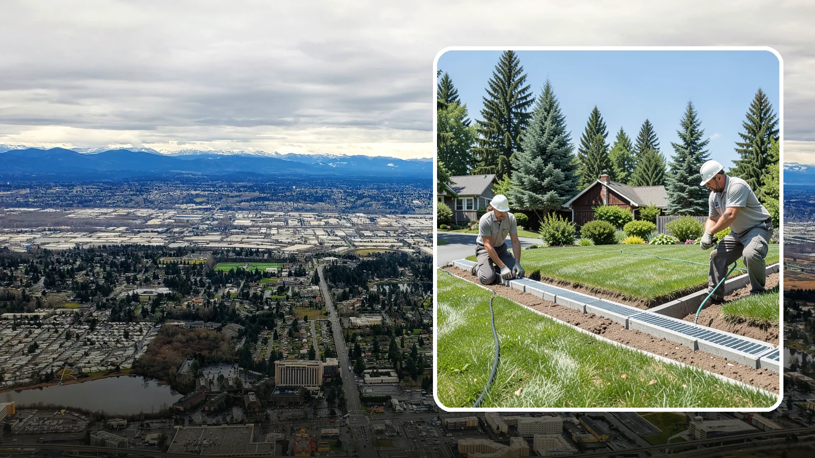 Trench Drain Installation in SeaTac, King County, WA - We build wide trench drain systems to collect and divert high-volume runoff along driveways, walkways, and low-lying yard...