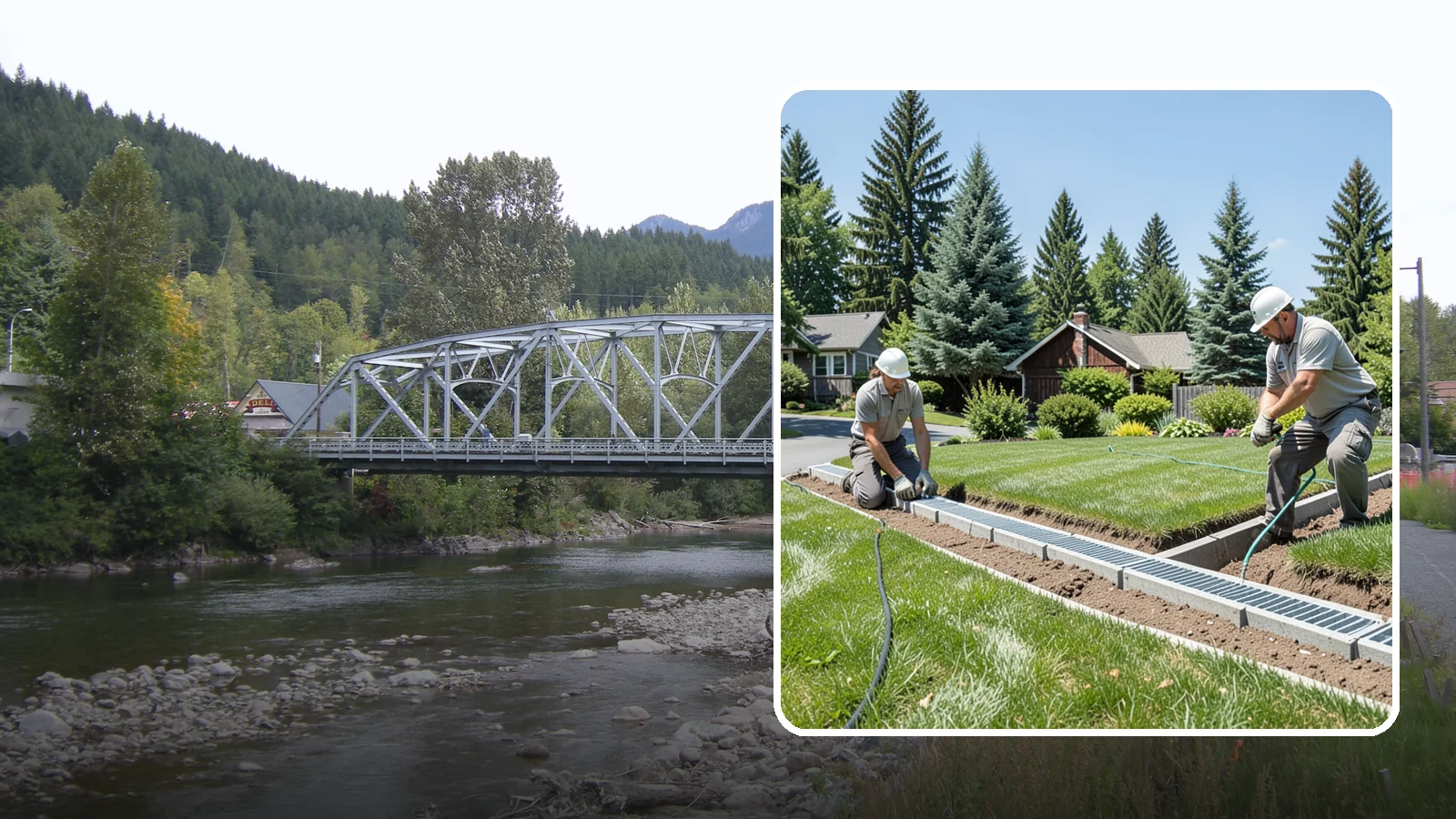 Trench Drain Installation in Skykomish, King County, WA - We build wide trench drain systems to collect and divert high-volume runoff along driveways, walkways, and low-lying yard...