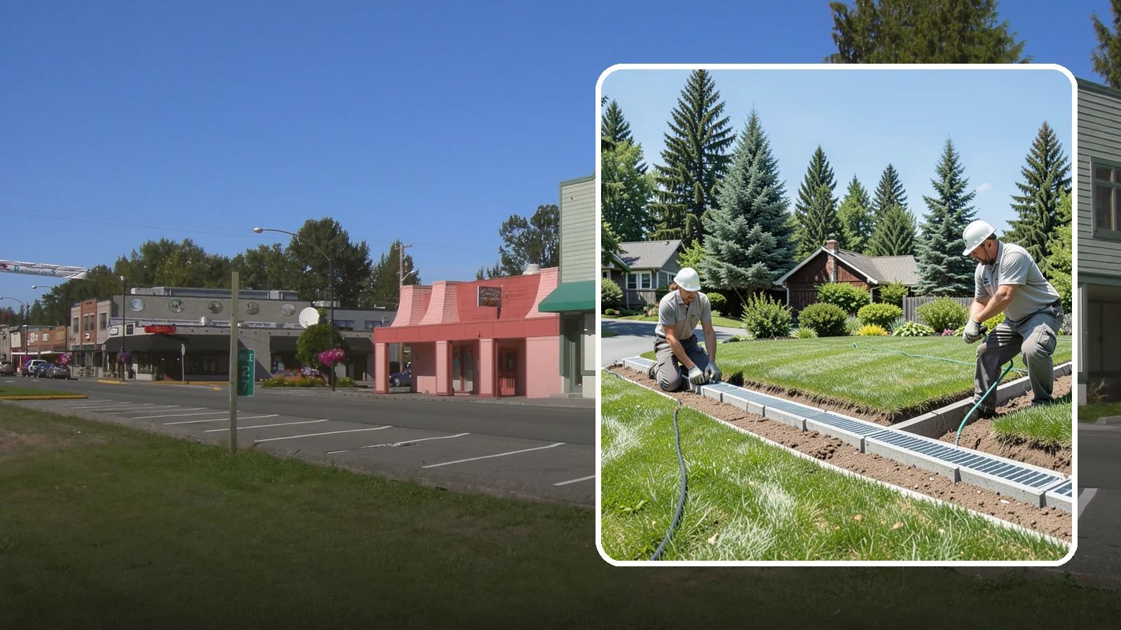 Trench Drain Installation in Snoqualmie, King County, WA - We build wide trench drain systems to collect and divert high-volume runoff along driveways, walkways, and low-lying yard...