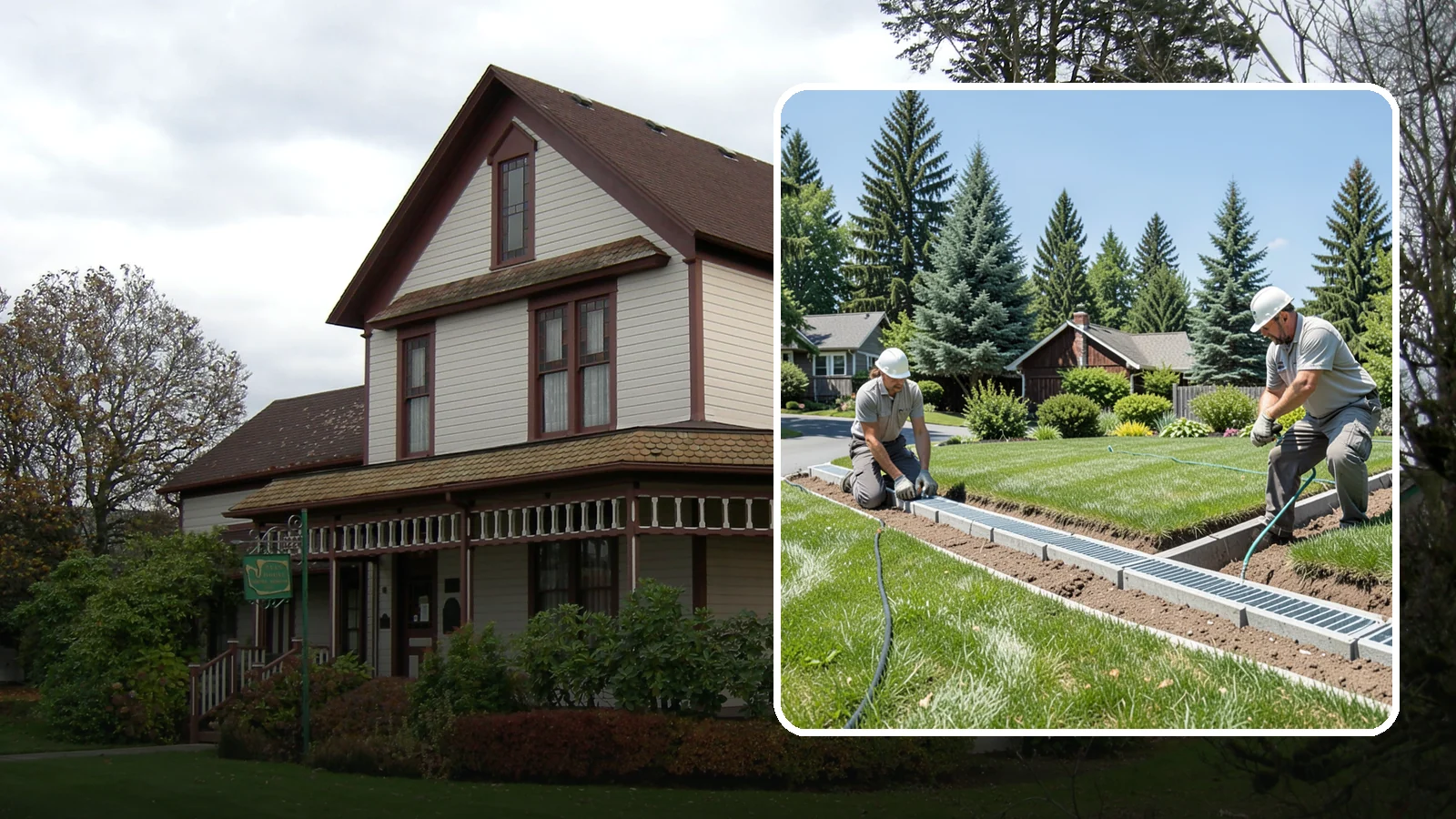Trench Drain Installation in Sumner, Pierce County, WA - We build wide trench drain systems to collect and divert high-volume runoff along driveways, walkways, and low-lying yard...