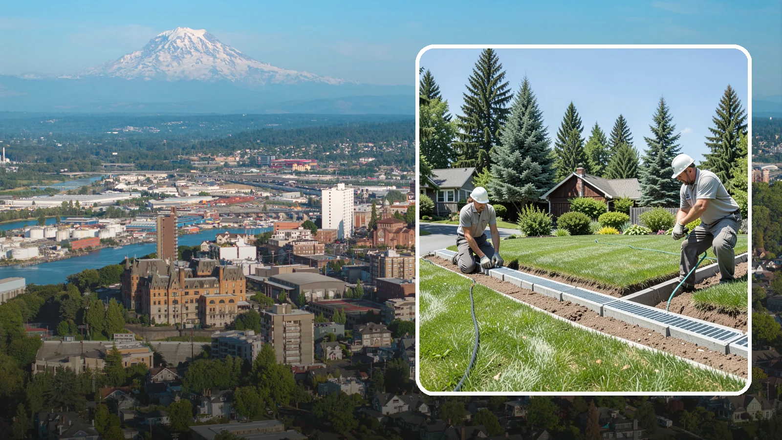 Trench Drain Installation in Tacoma, Pierce County, WA - We build wide trench drain systems to collect and divert high-volume runoff along driveways, walkways, and low-lying yard...