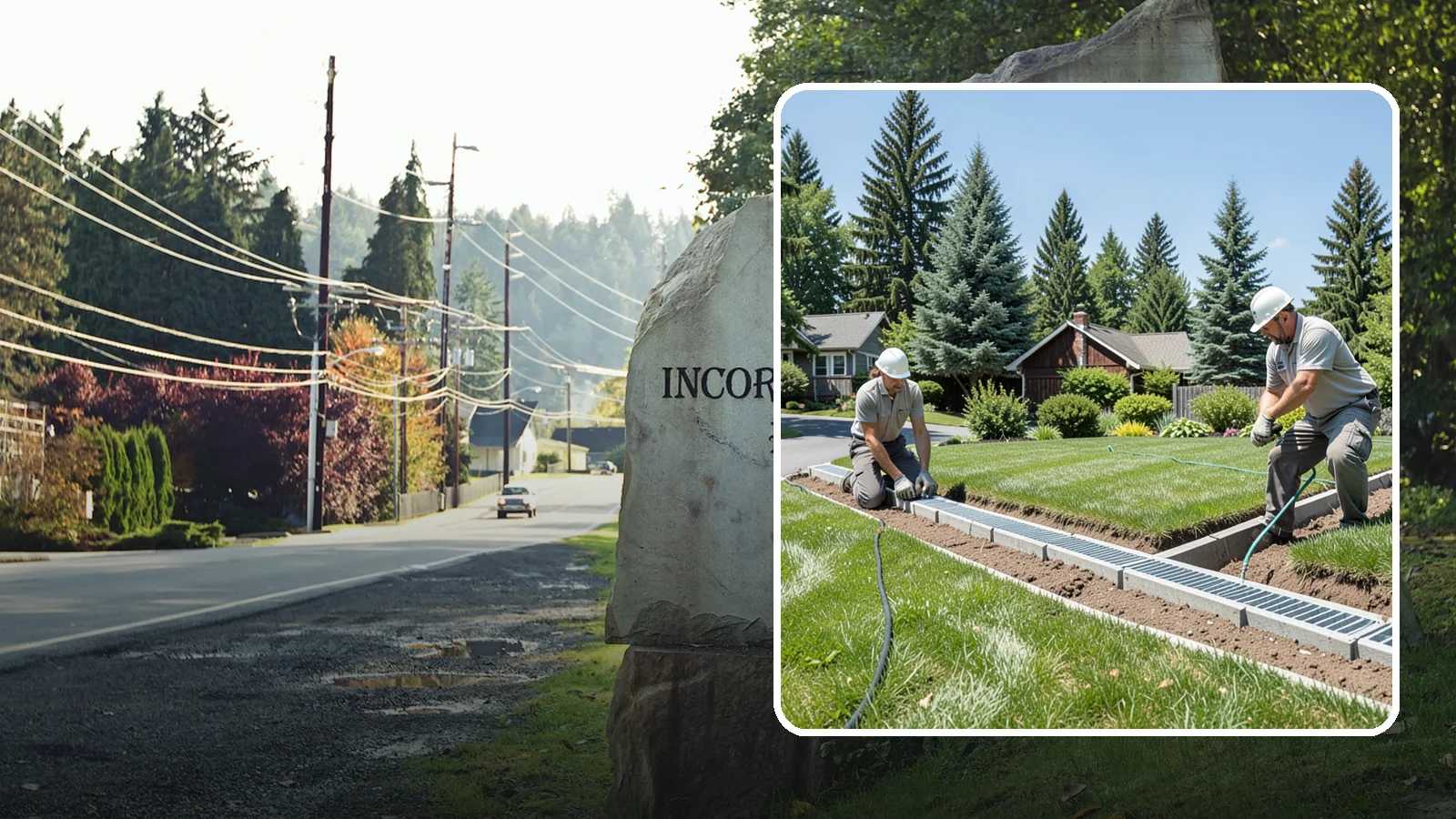 Trench Drain Installation in Wilkeson, Pierce County, WA - We build wide trench drain systems to collect and divert high-volume runoff along driveways, walkways, and low-lying yard...
