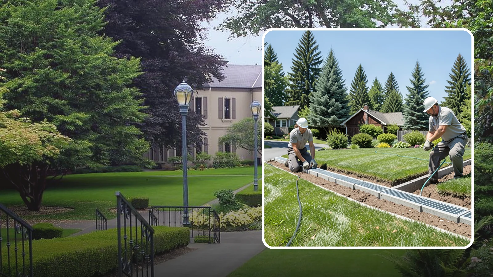 Trench Drain Installation in Woodinville, King County, WA - We build wide trench drain systems to collect and divert high-volume runoff along driveways, walkways, and low-lying yard...