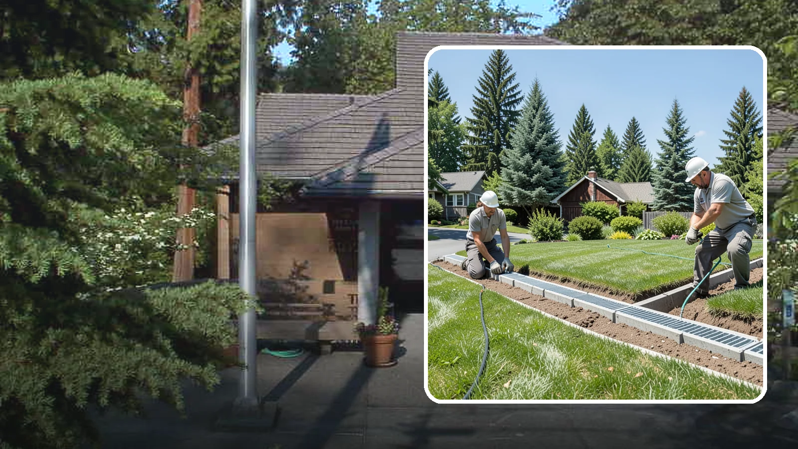 Trench Drain Installation in Yarrow Point, King County, WA - We build wide trench drain systems to collect and divert high-volume runoff along driveways, walkways, and low-lying yard...