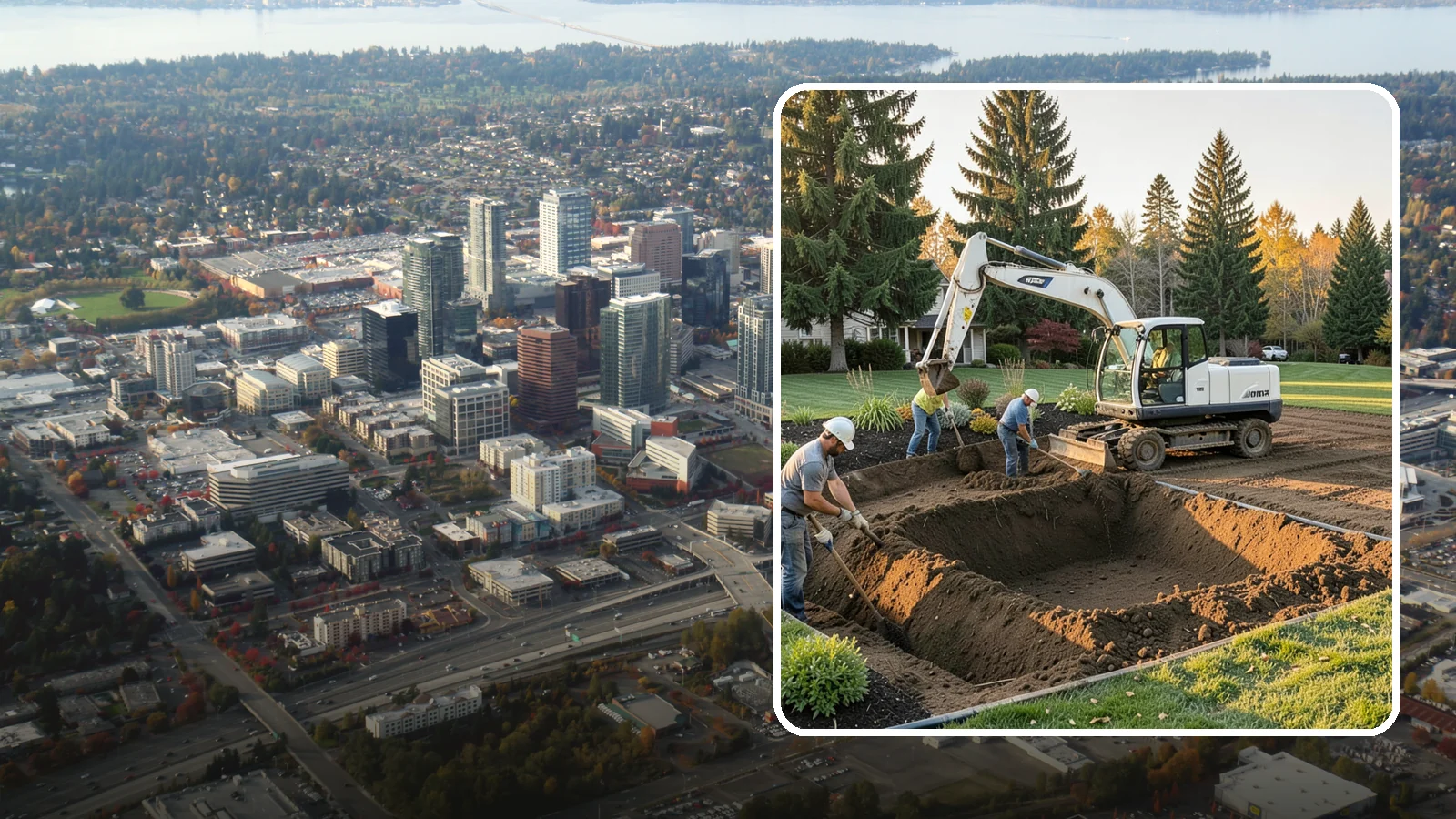 Trenching in Bellevue, King County, WA - Clean, accurate trenching for irrigation, drainage, utilities, and lighting - dug to depth and restored.