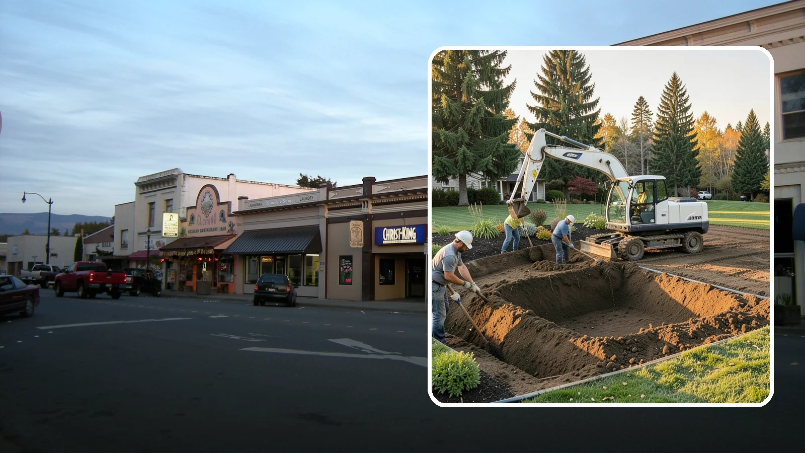 Trenching in Burlington, Skagit County, WA - Clean, accurate trenching for irrigation, drainage, utilities, and lighting - dug to depth and restored.