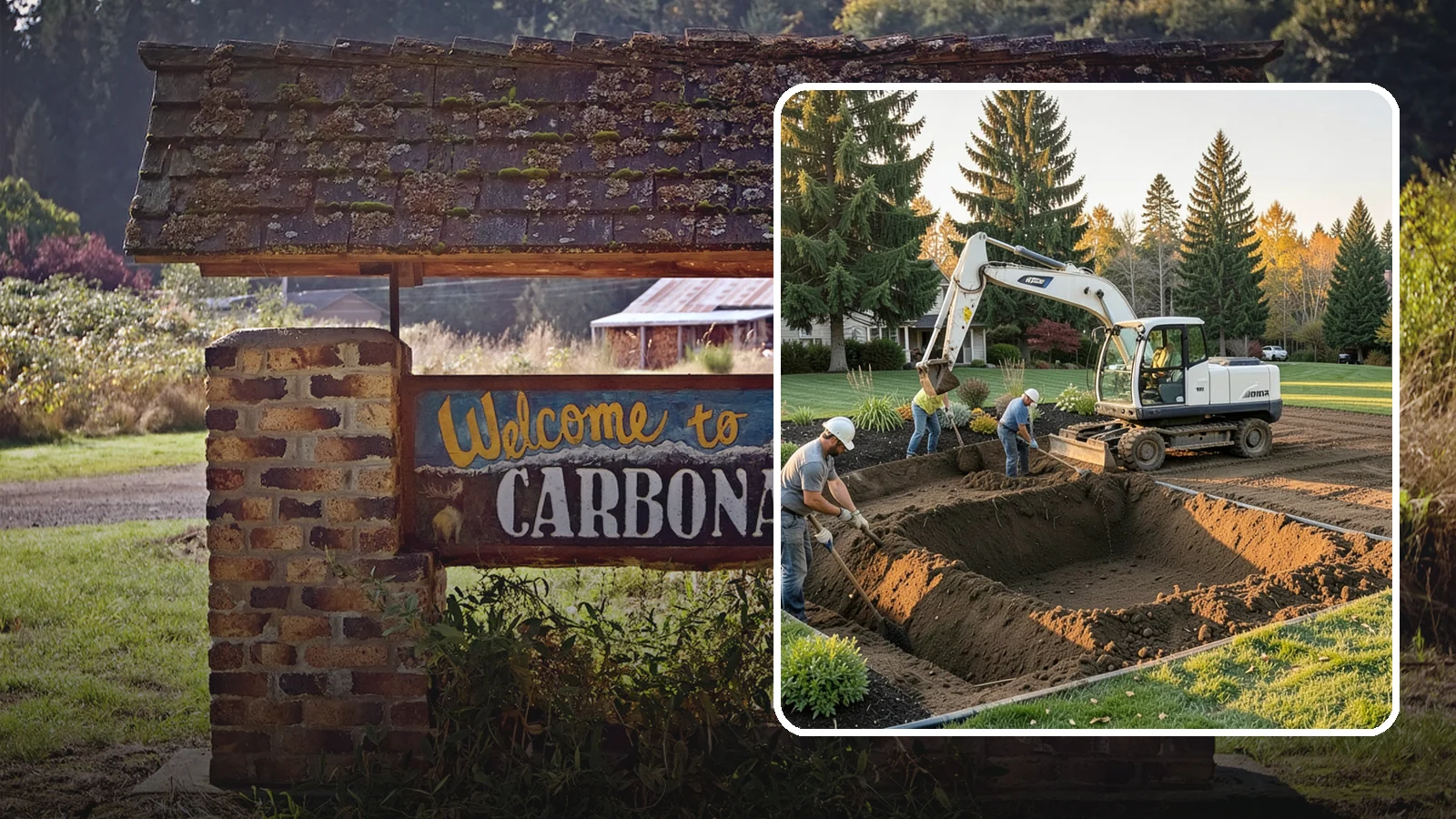 Trenching in Carbonado, Pierce County, WA - Clean, accurate trenching for irrigation, drainage, utilities, and lighting - dug to depth and restored.