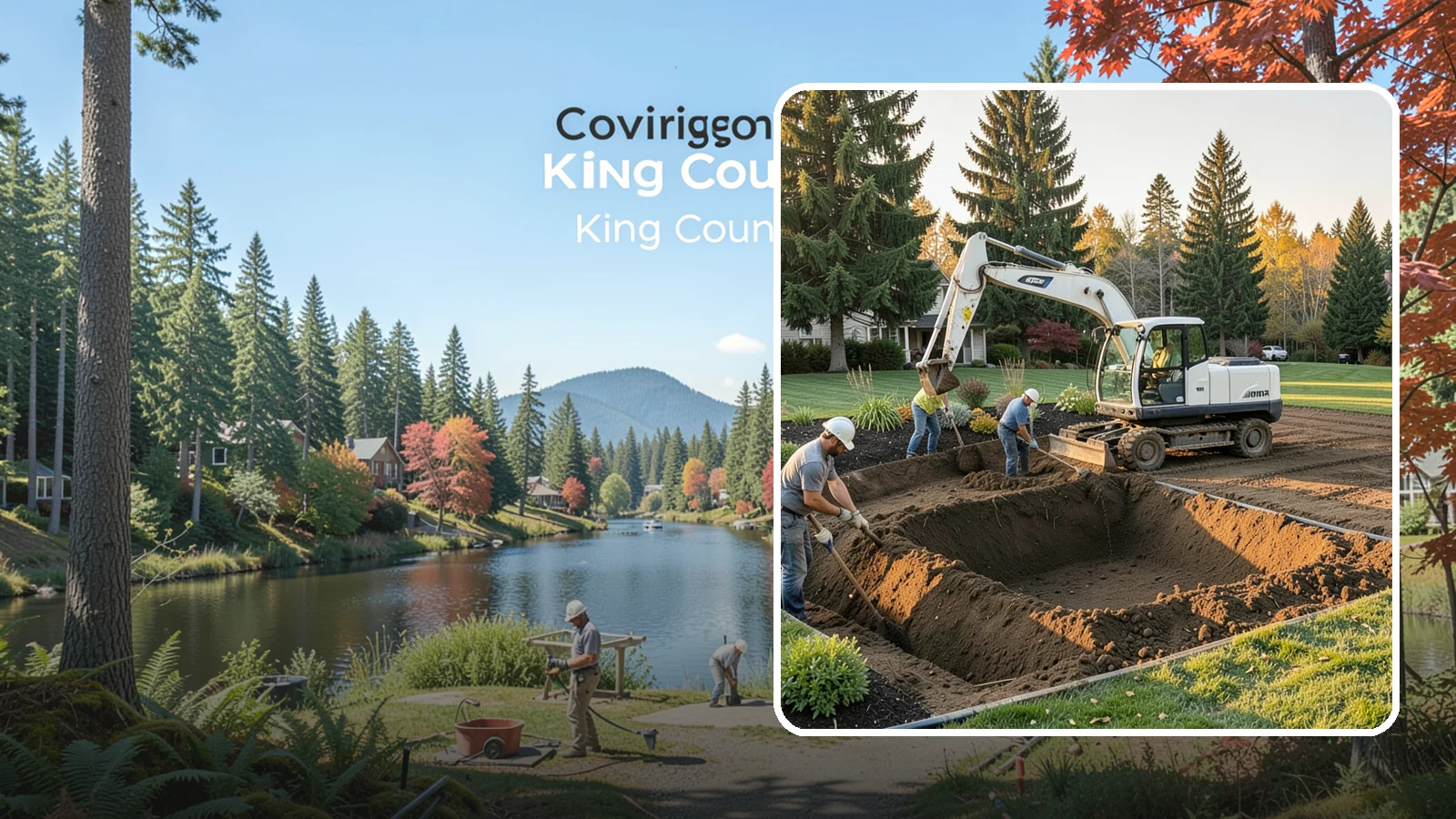 Trenching in Covington, King County, WA - Clean, accurate trenching for irrigation, drainage, utilities, and lighting - dug to depth and restored.