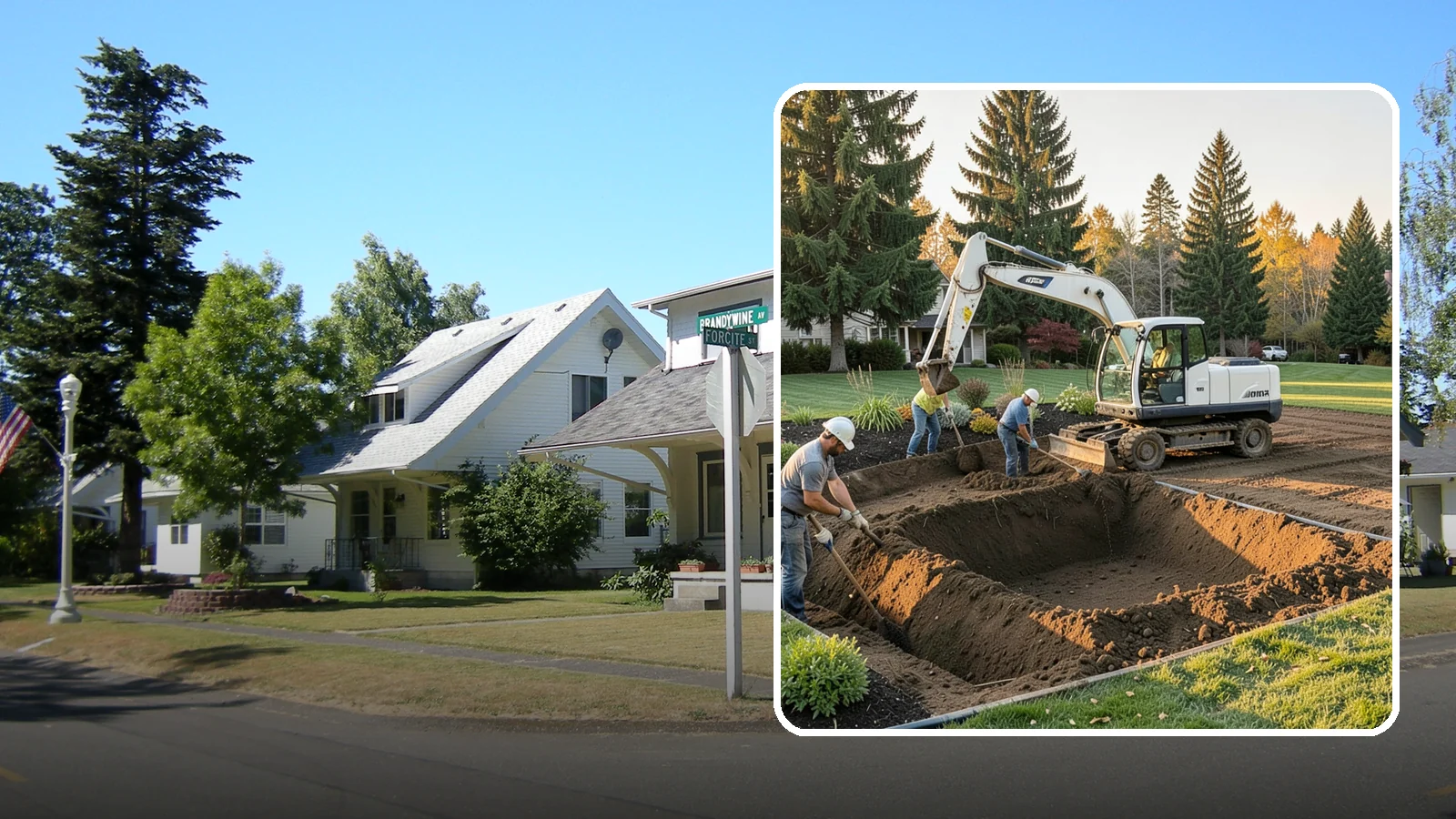Trenching in DuPont, Pierce County, WA - Clean, accurate trenching for irrigation, drainage, utilities, and lighting - dug to depth and restored.