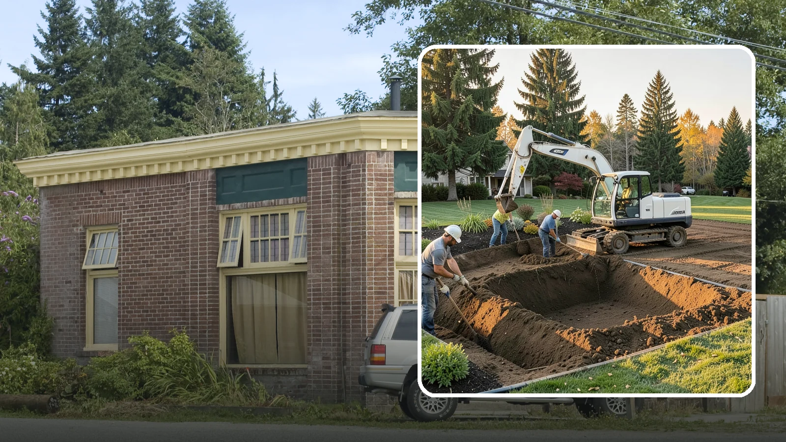 Trenching in Hamilton, Skagit County, WA - Clean, accurate trenching for irrigation, drainage, utilities, and lighting - dug to depth and restored.