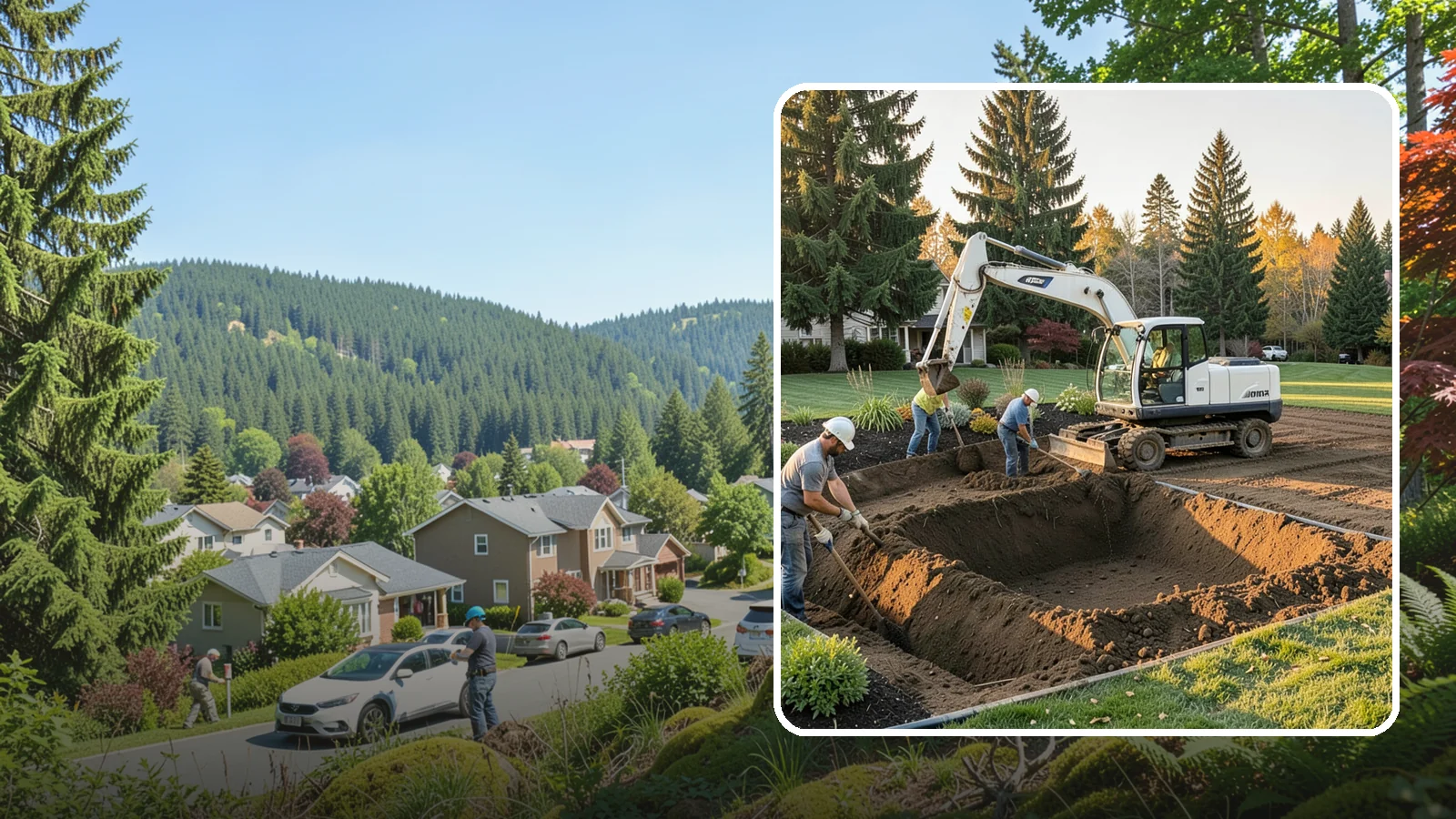 Trenching in Index, Snohomish County, WA - Clean, accurate trenching for irrigation, drainage, utilities, and lighting - dug to depth and restored.