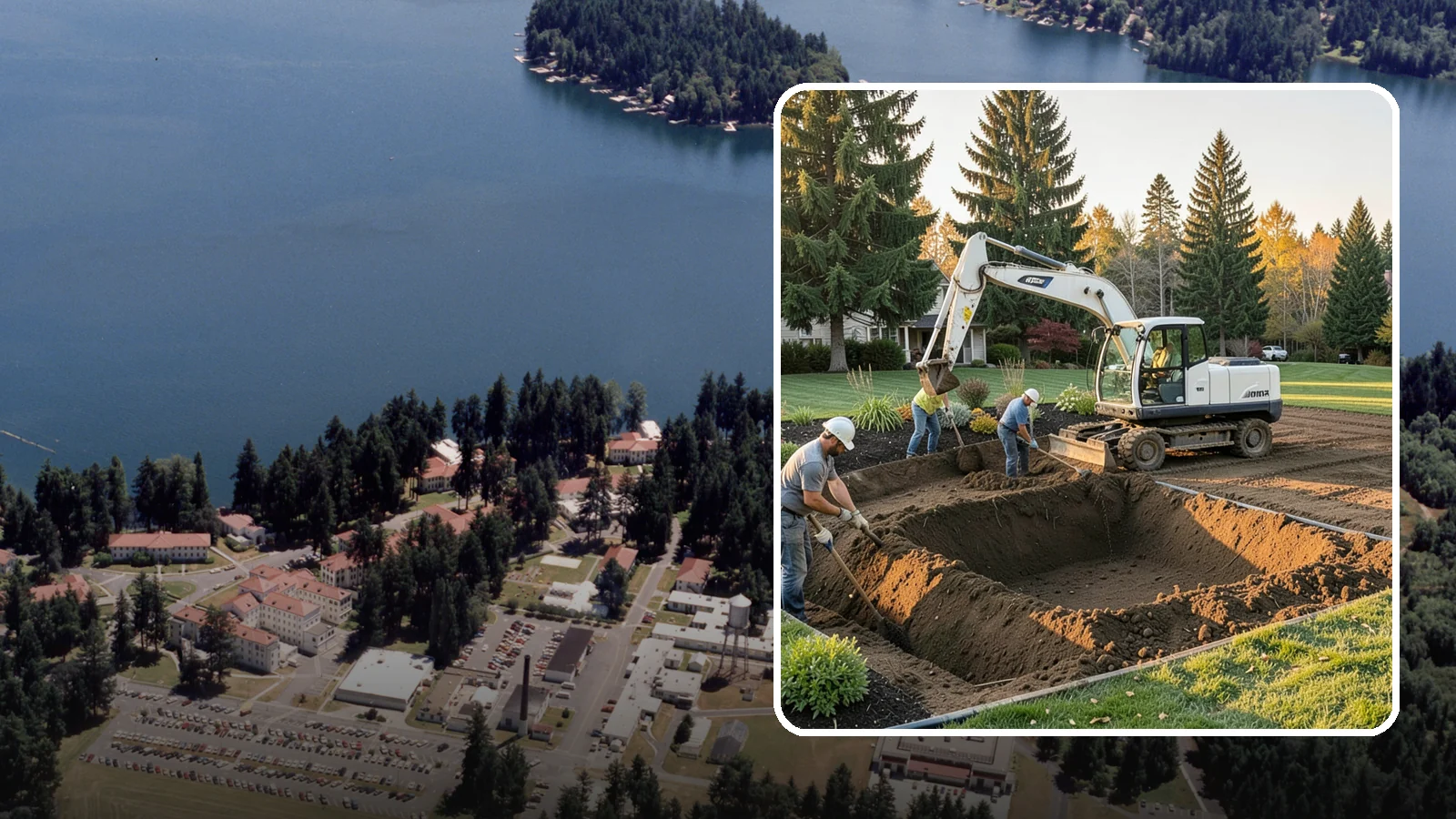 Trenching in Lakewood, Pierce County, WA - Clean, accurate trenching for irrigation, drainage, utilities, and lighting - dug to depth and restored.