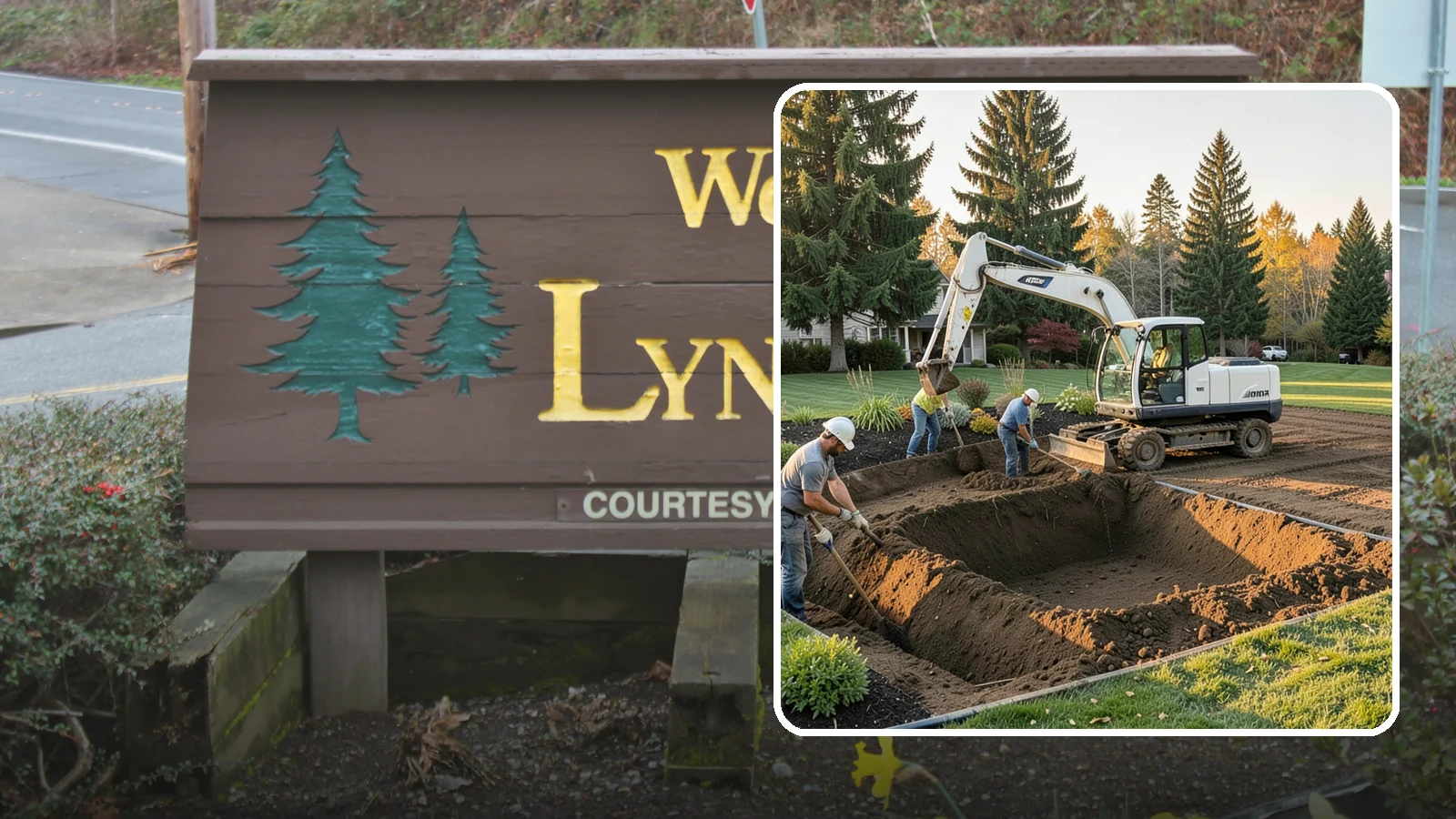 Trenching in Lynnwood, Snohomish County, WA - Clean, accurate trenching for irrigation, drainage, utilities, and lighting - dug to depth and restored.