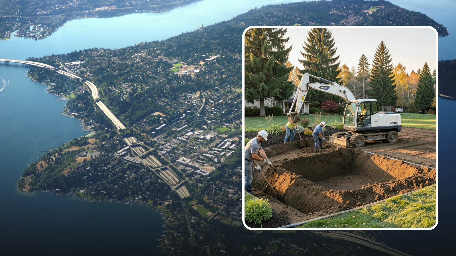 Trenching in Mercer Island, King County, WA - Clean, accurate trenching for irrigation, drainage, utilities, and lighting - dug to depth and restored.
