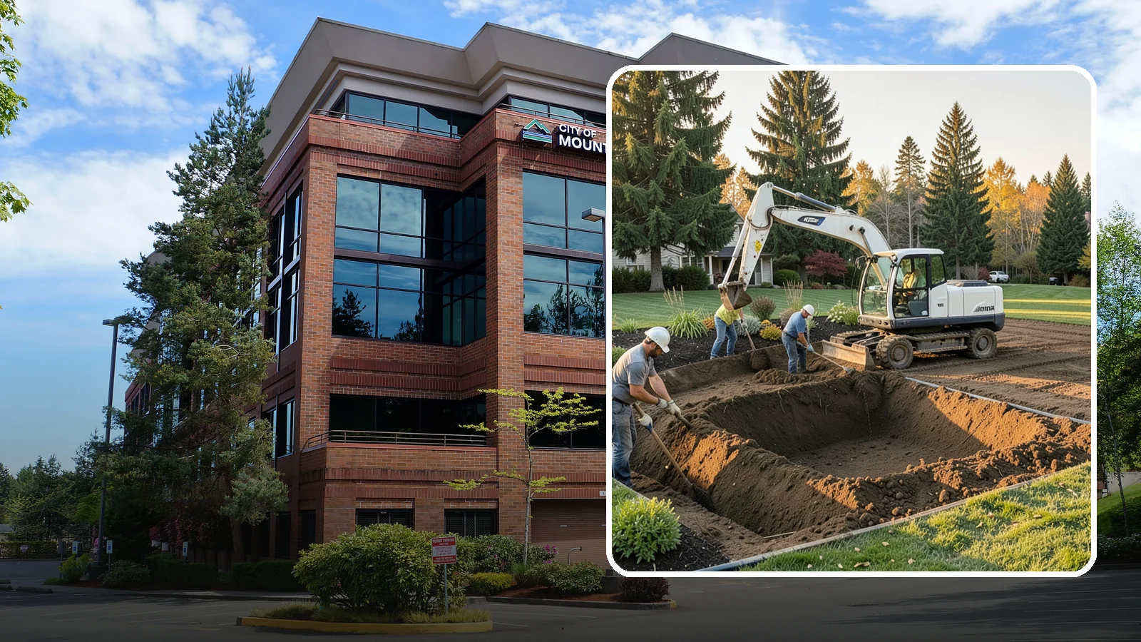 Trenching in Mountlake Terrace, Snohomish County, WA - Clean, accurate trenching for irrigation, drainage, utilities, and lighting - dug to depth and restored.