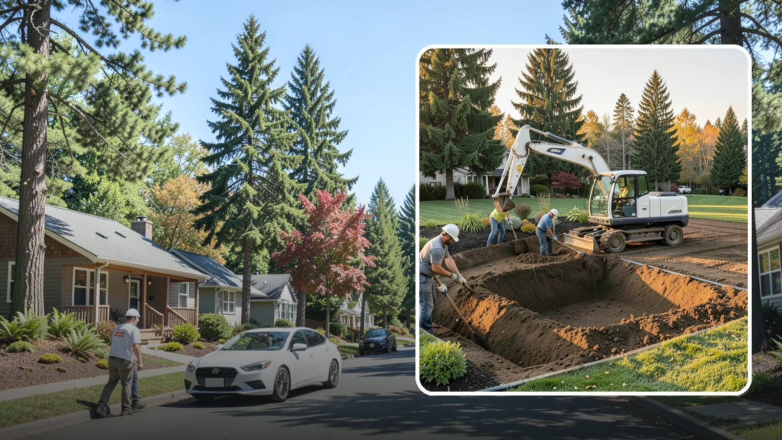 Trenching in Orting, Pierce County, WA - Clean, accurate trenching for irrigation, drainage, utilities, and lighting - dug to depth and restored.