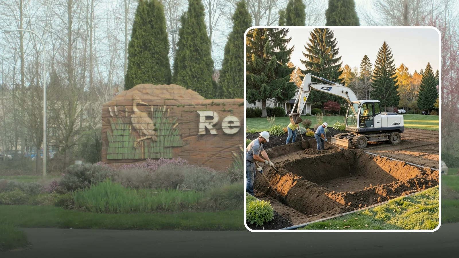 Trenching in Renton, King County, WA - Clean, accurate trenching for irrigation, drainage, utilities, and lighting - dug to depth and restored.