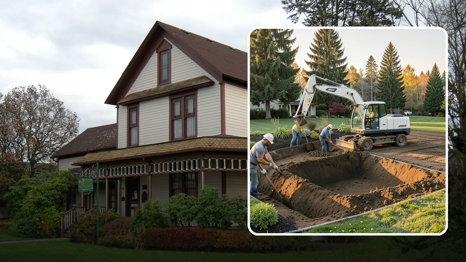 Trenching in Sumner, Pierce County, WA - Clean, accurate trenching for irrigation, drainage, utilities, and lighting - dug to depth and restored.