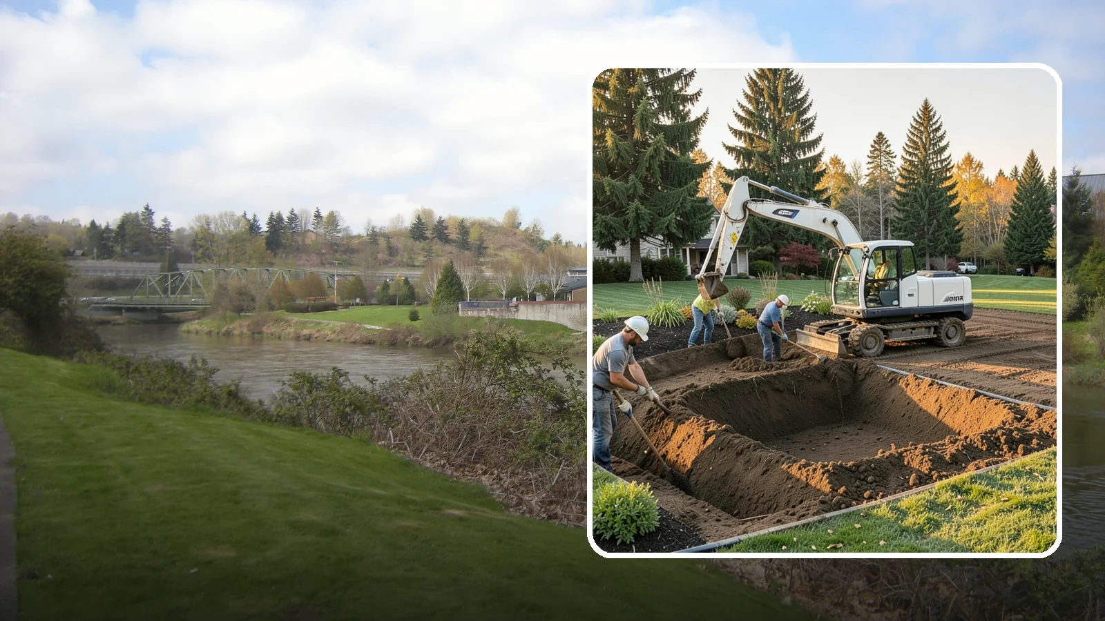 Trenching in Tukwila, King County, WA - Clean, accurate trenching for irrigation, drainage, utilities, and lighting - dug to depth and restored.
