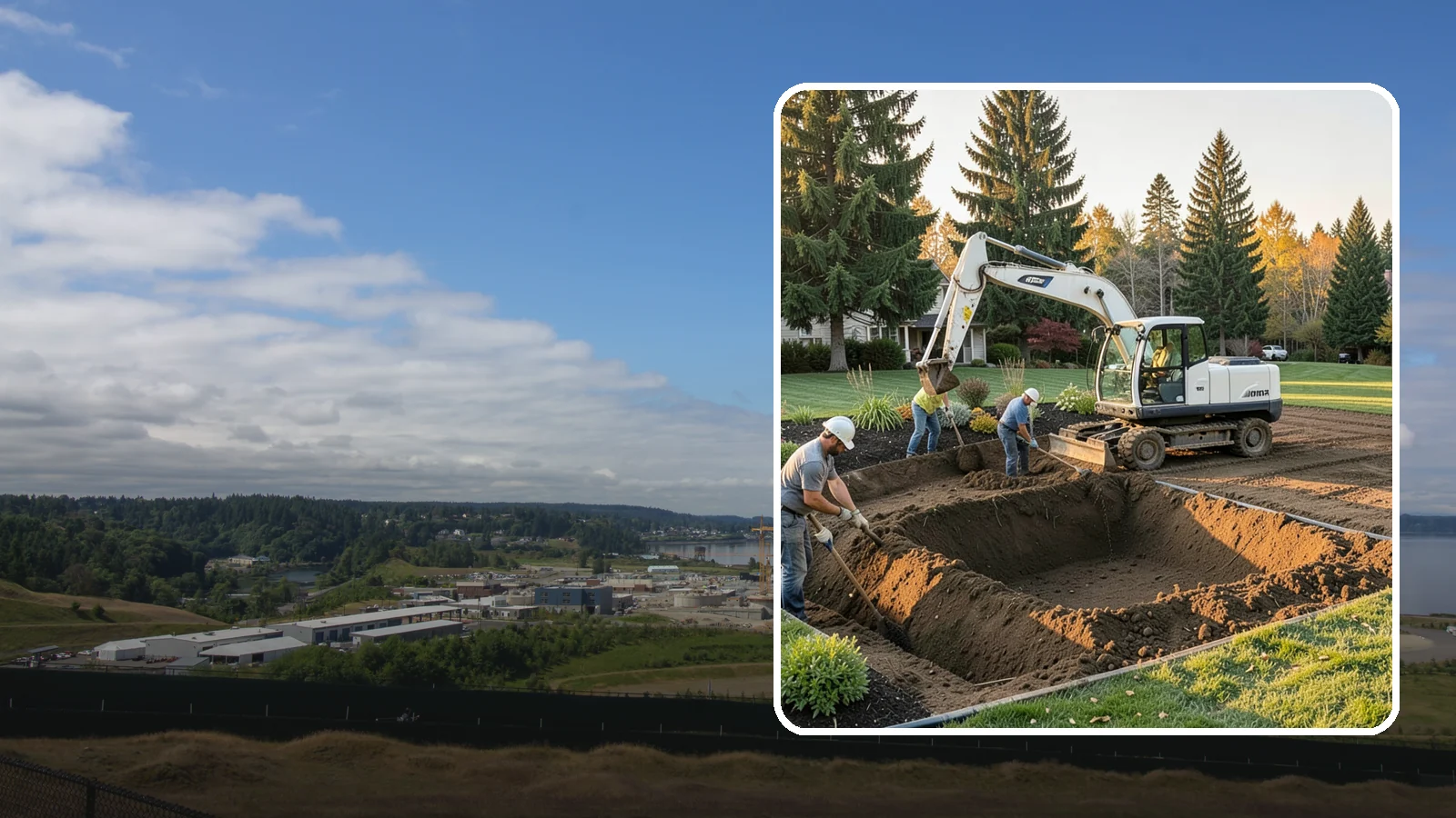 Trenching in University Place, Pierce County, WA - Clean, accurate trenching for irrigation, drainage, utilities, and lighting - dug to depth and restored.