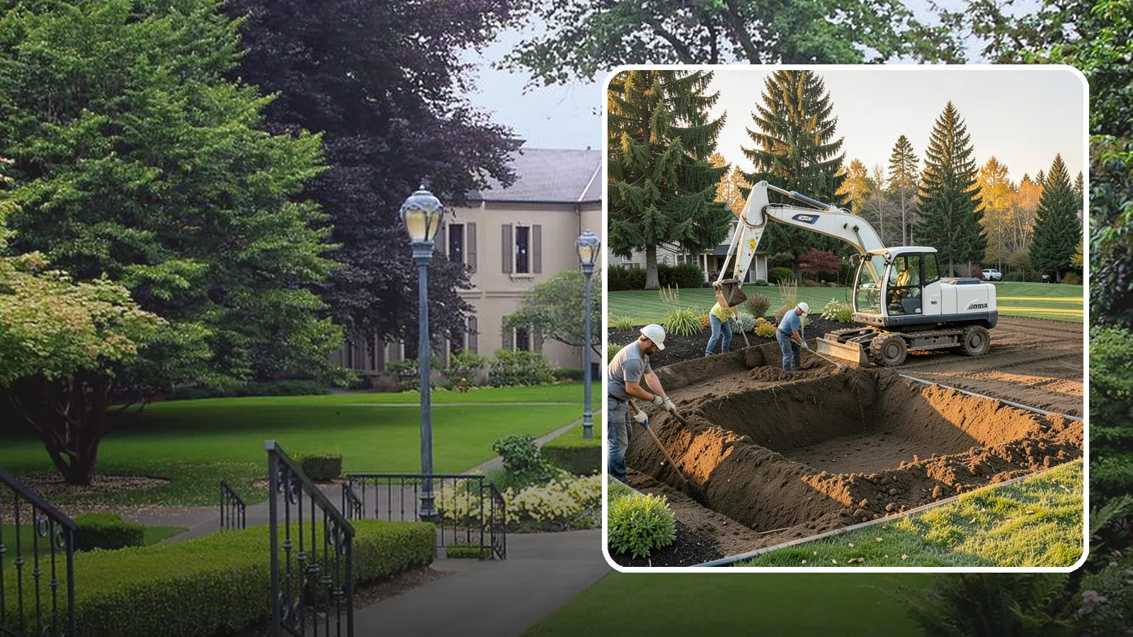 Trenching in Woodinville, King County, WA - Clean, accurate trenching for irrigation, drainage, utilities, and lighting - dug to depth and restored.