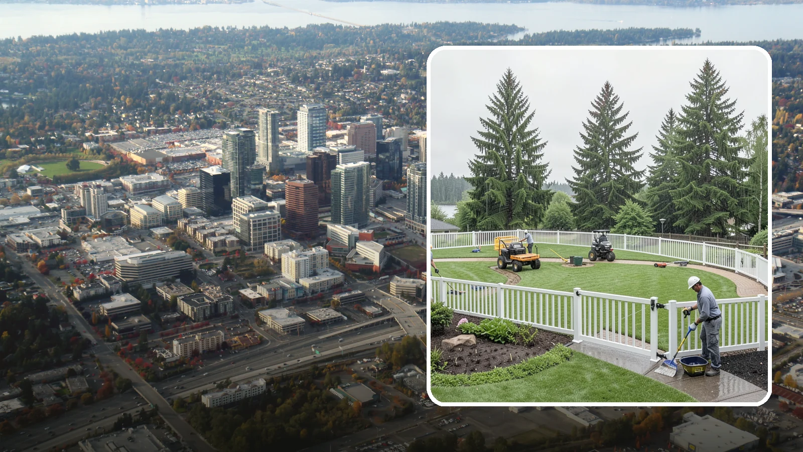 Vinyl Fence Installation in Bellevue, King County, WA - We install low-maintenance vinyl fencing that shrugs off Northwest rain, moss, and moisture without rotting or peeling.