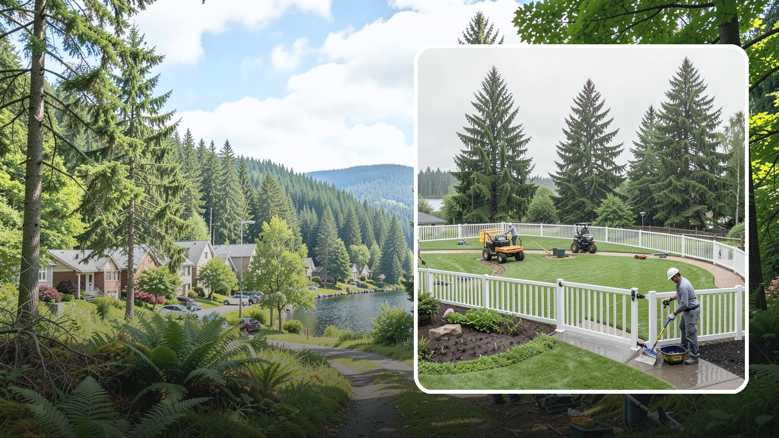 Vinyl Fence Installation in Lake Forest Park, King County, WA - We install low-maintenance vinyl fencing that shrugs off Northwest rain, moss, and moisture without rotting or peeling.