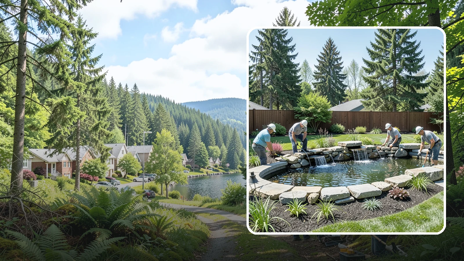Water Feature Installation in Lake Forest Park, King County, WA - Custom water features - ponds, waterfalls, and fountains - that bring sound, movement, and serenity to your yard.