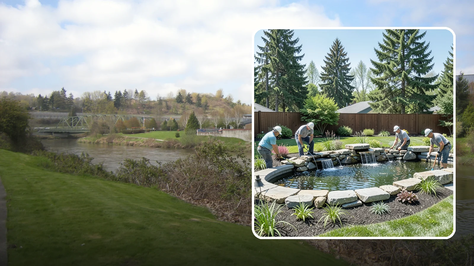 Water Feature Installation in Tukwila, King County, WA - Custom water features - ponds, waterfalls, and fountains - that bring sound, movement, and serenity to your yard.