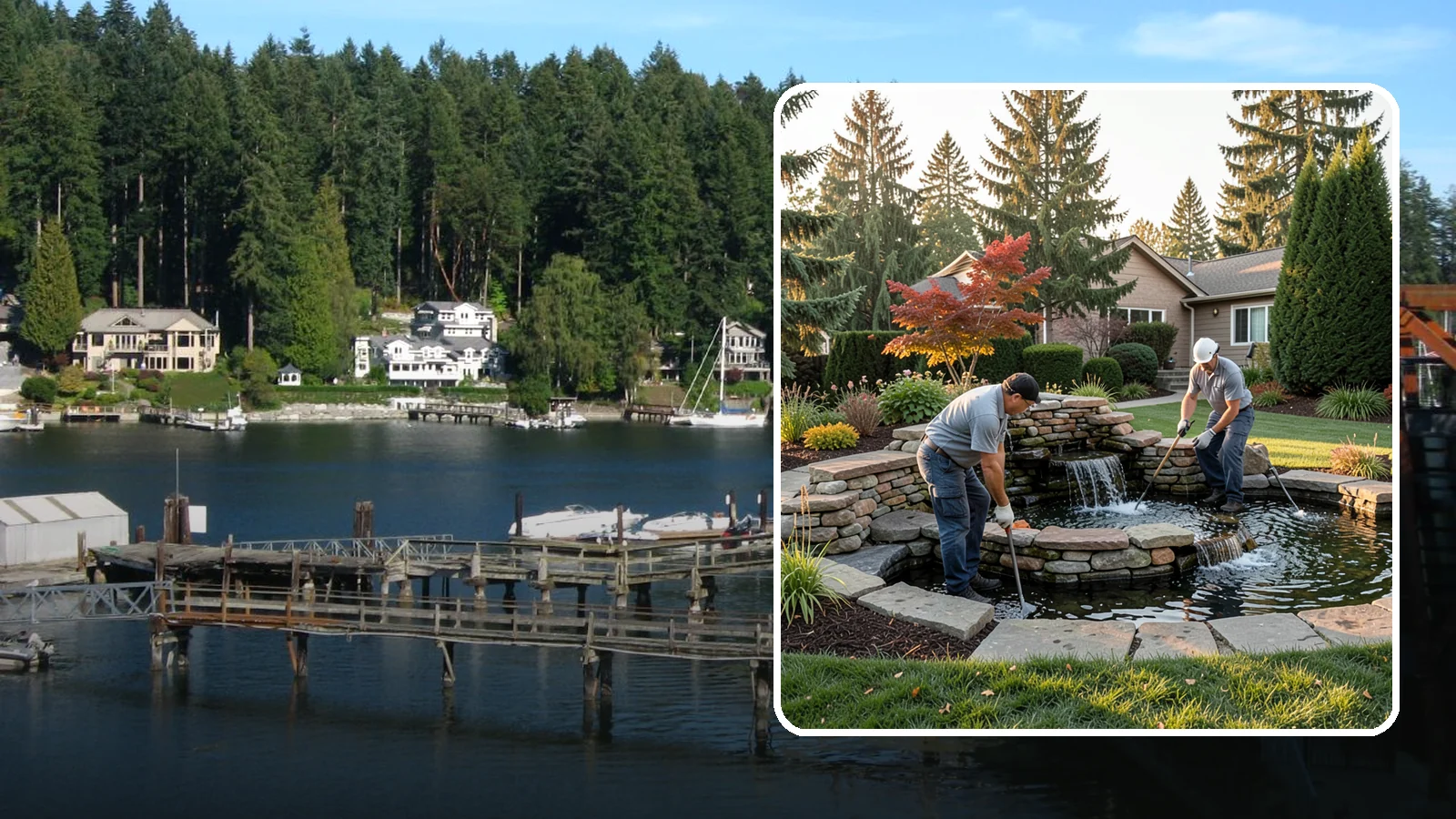 Water Feature Maintenance in Gig Harbor, Pierce County, WA - We keep ponds, fountains, and bubbling features clean, balanced, and running smoothly through every Northwest season.