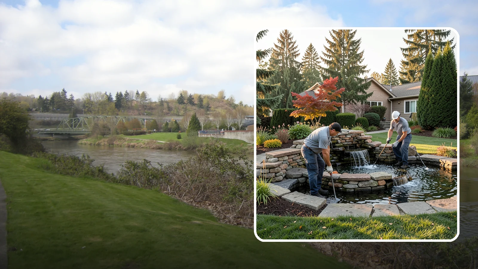 Water Feature Maintenance in Tukwila, King County, WA - We keep ponds, fountains, and bubbling features clean, balanced, and running smoothly through every Northwest season.
