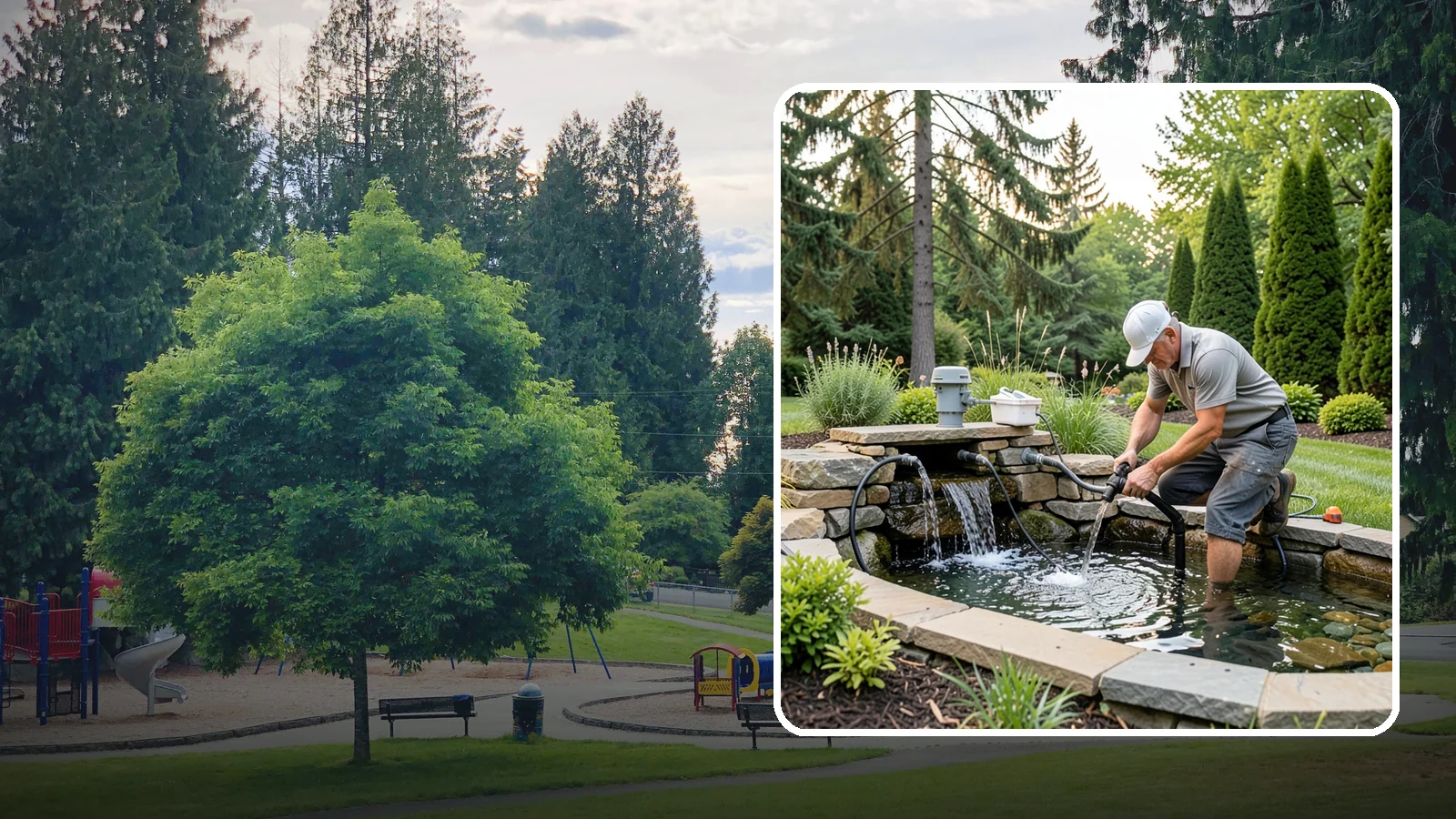 Water Feature Repair in Bonney Lake, Pierce County, WA - Repair of pumps, leaks, plumbing, and liners to get your water feature running clear and reliably again.