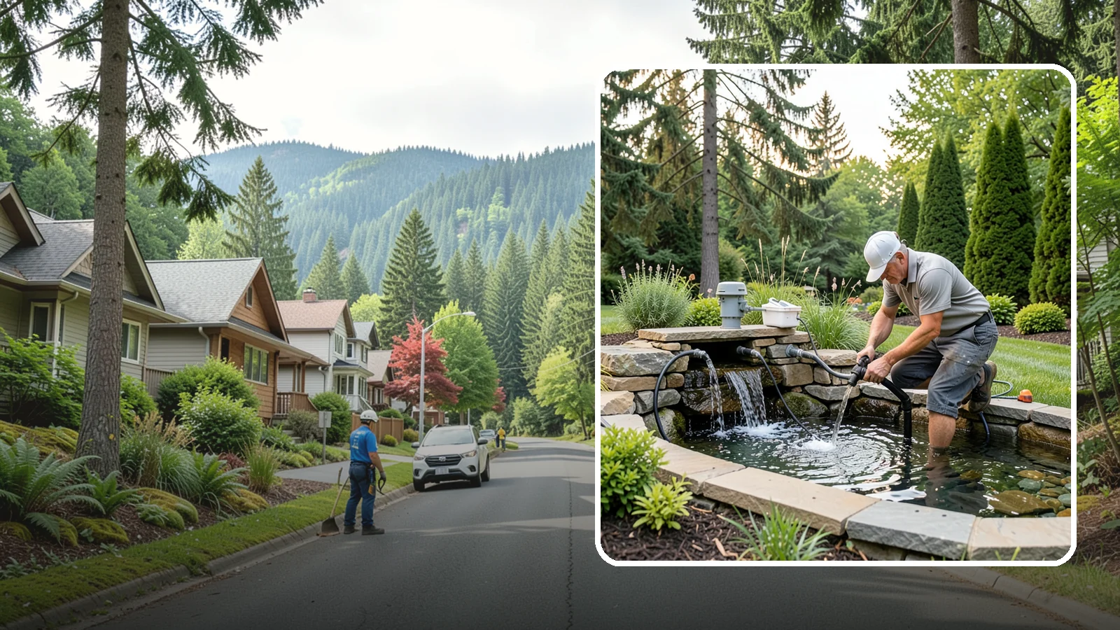 Water Feature Repair in Darrington, Snohomish County, WA - Repair of pumps, leaks, plumbing, and liners to get your water feature running clear and reliably again.