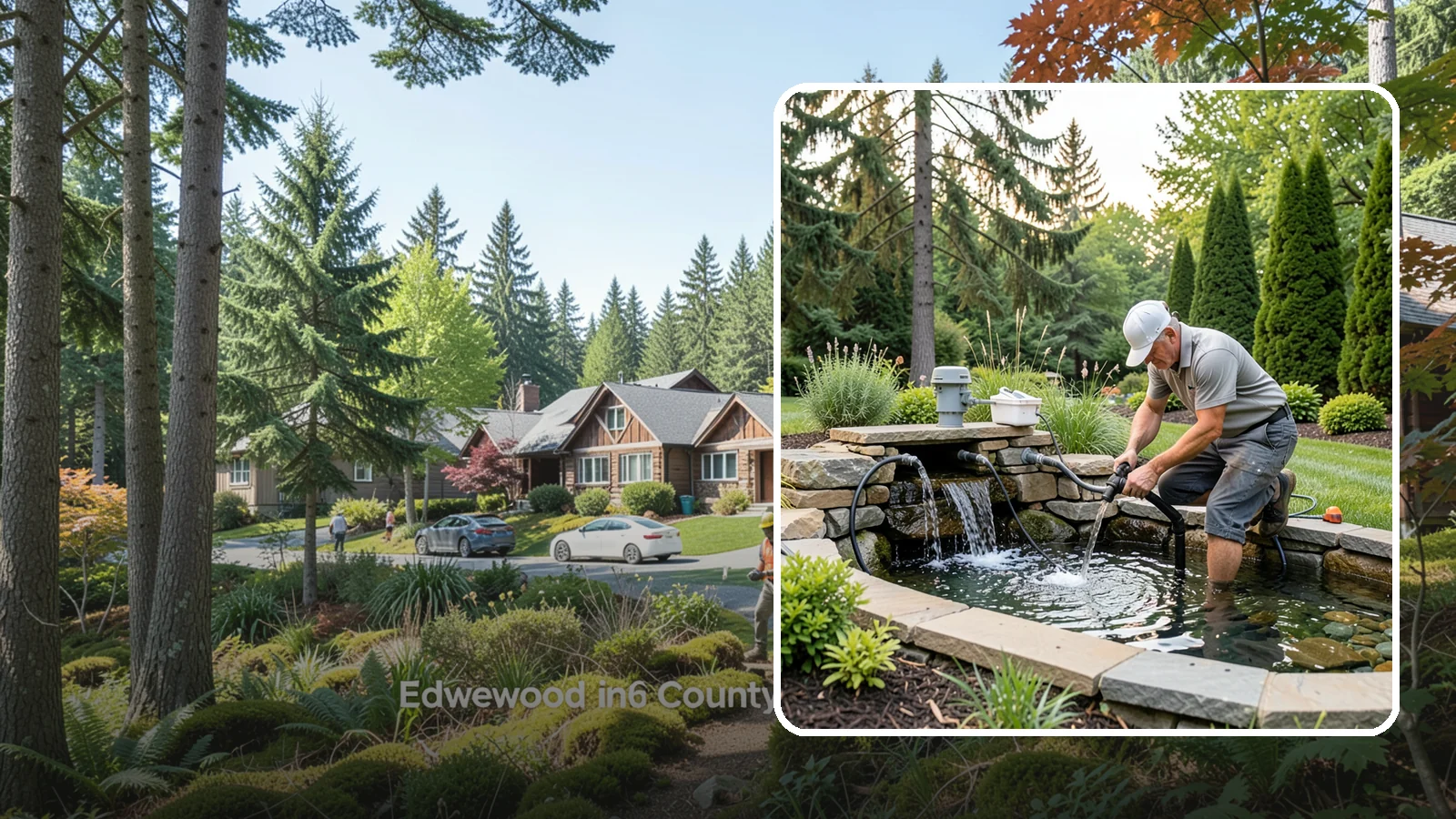 Water Feature Repair in Edgewood, Pierce County, WA - Repair of pumps, leaks, plumbing, and liners to get your water feature running clear and reliably again.