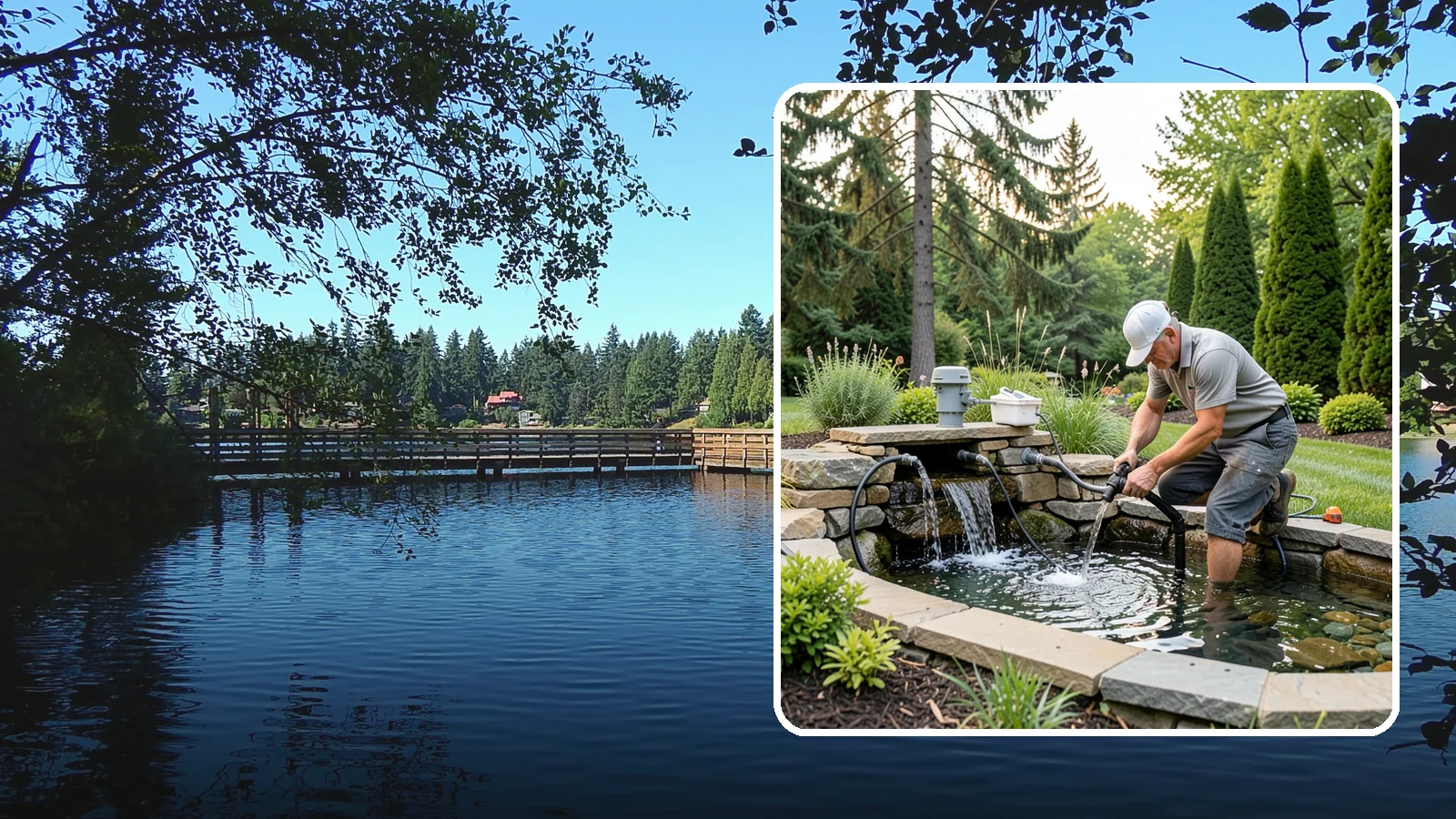 Water Feature Repair in Federal Way, King County, WA - Repair of pumps, leaks, plumbing, and liners to get your water feature running clear and reliably again.