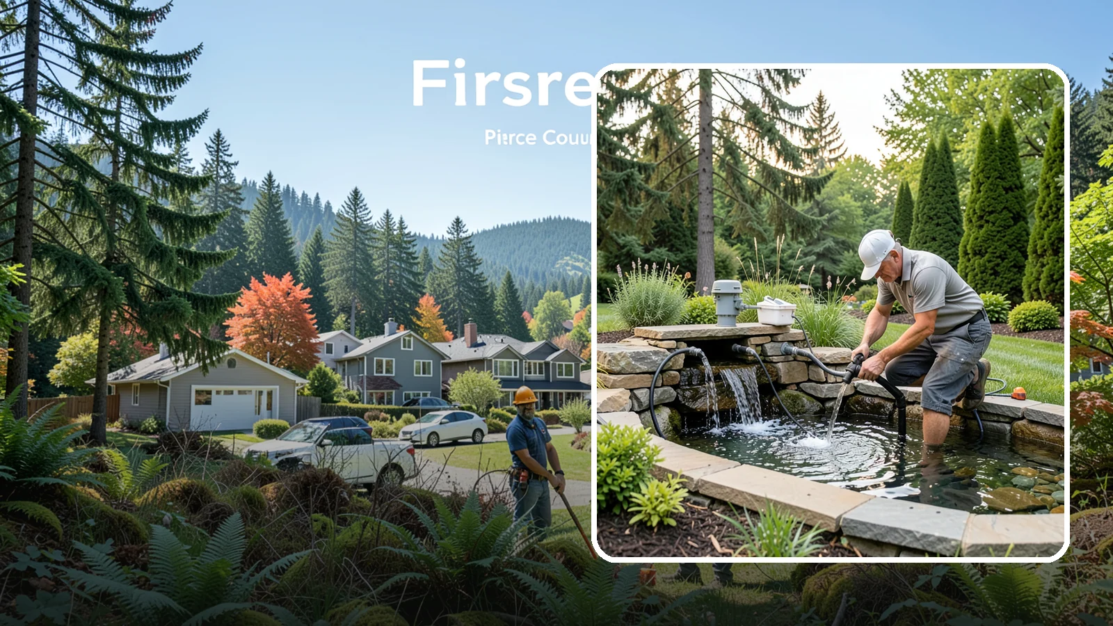 Water Feature Repair in Fircrest, Pierce County, WA - Repair of pumps, leaks, plumbing, and liners to get your water feature running clear and reliably again.